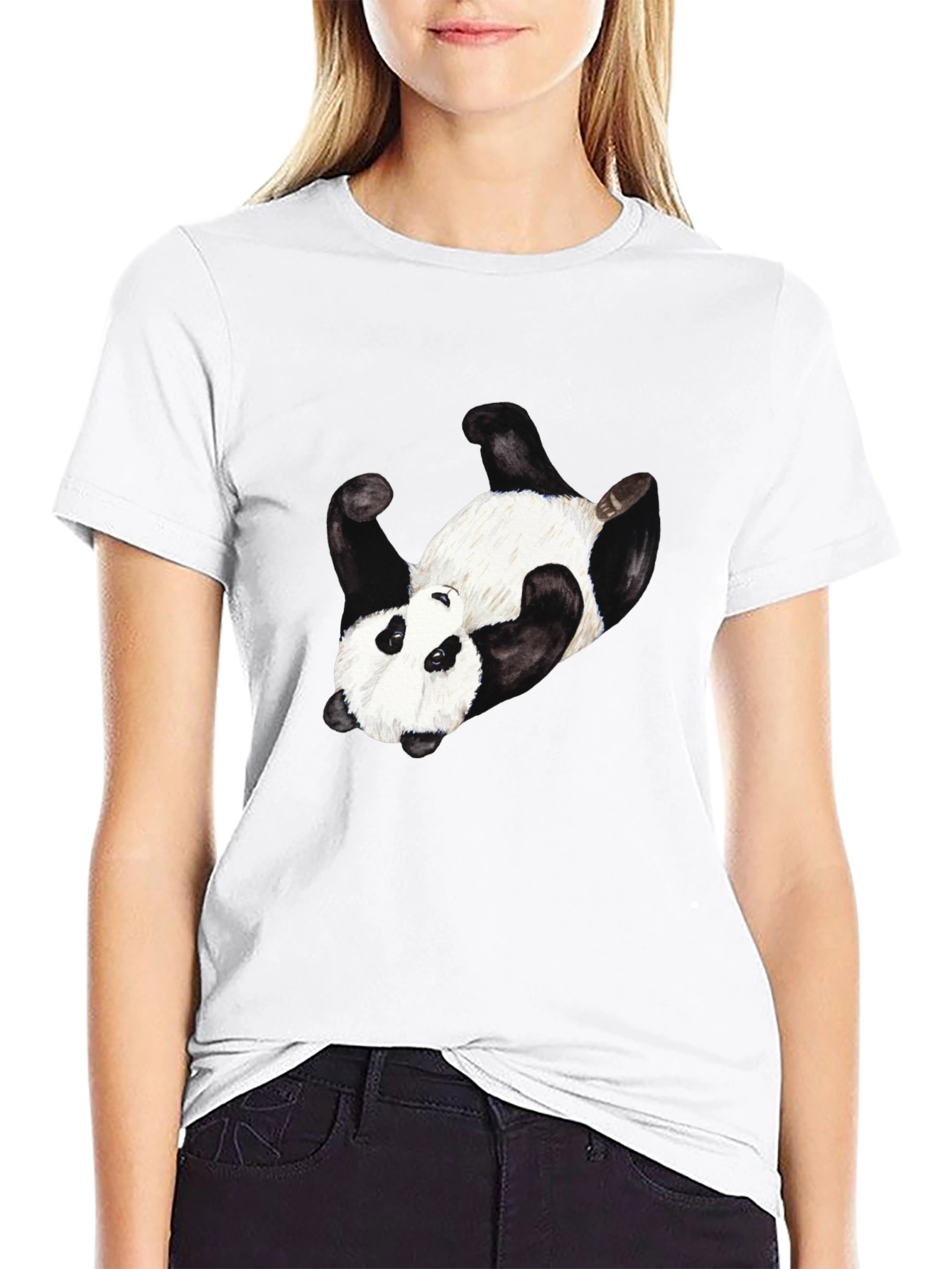 Upside Down Panda Black T-Shirt