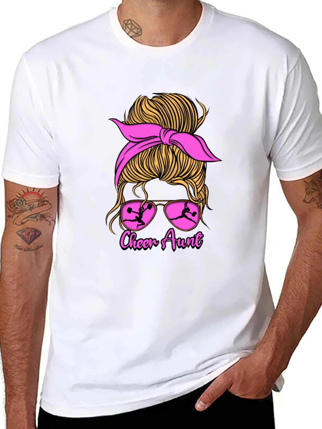 Cheer Aunt Messy Bun Graphic Tee