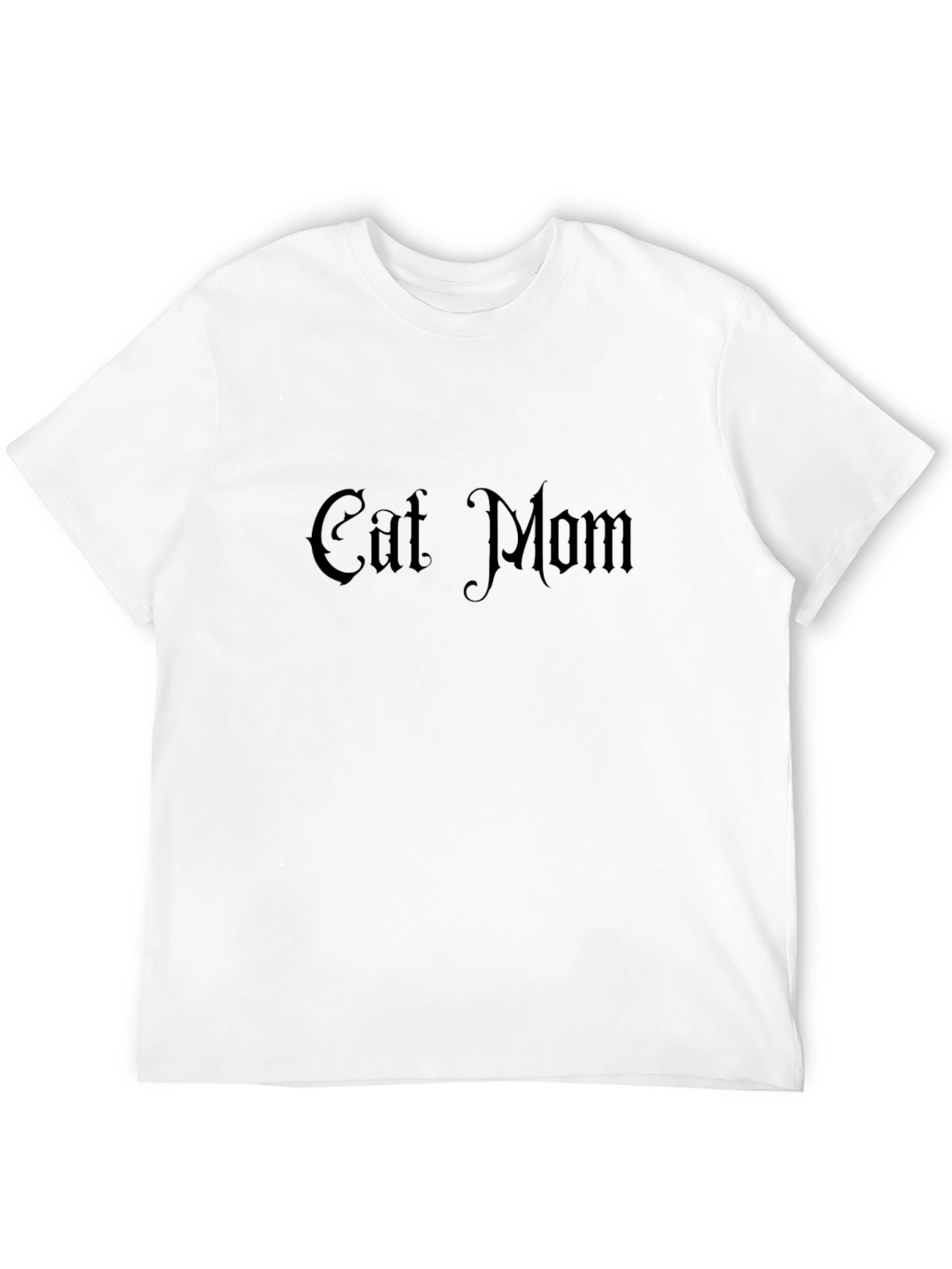 Cat Mom Gothic Print Black T-Shirt
