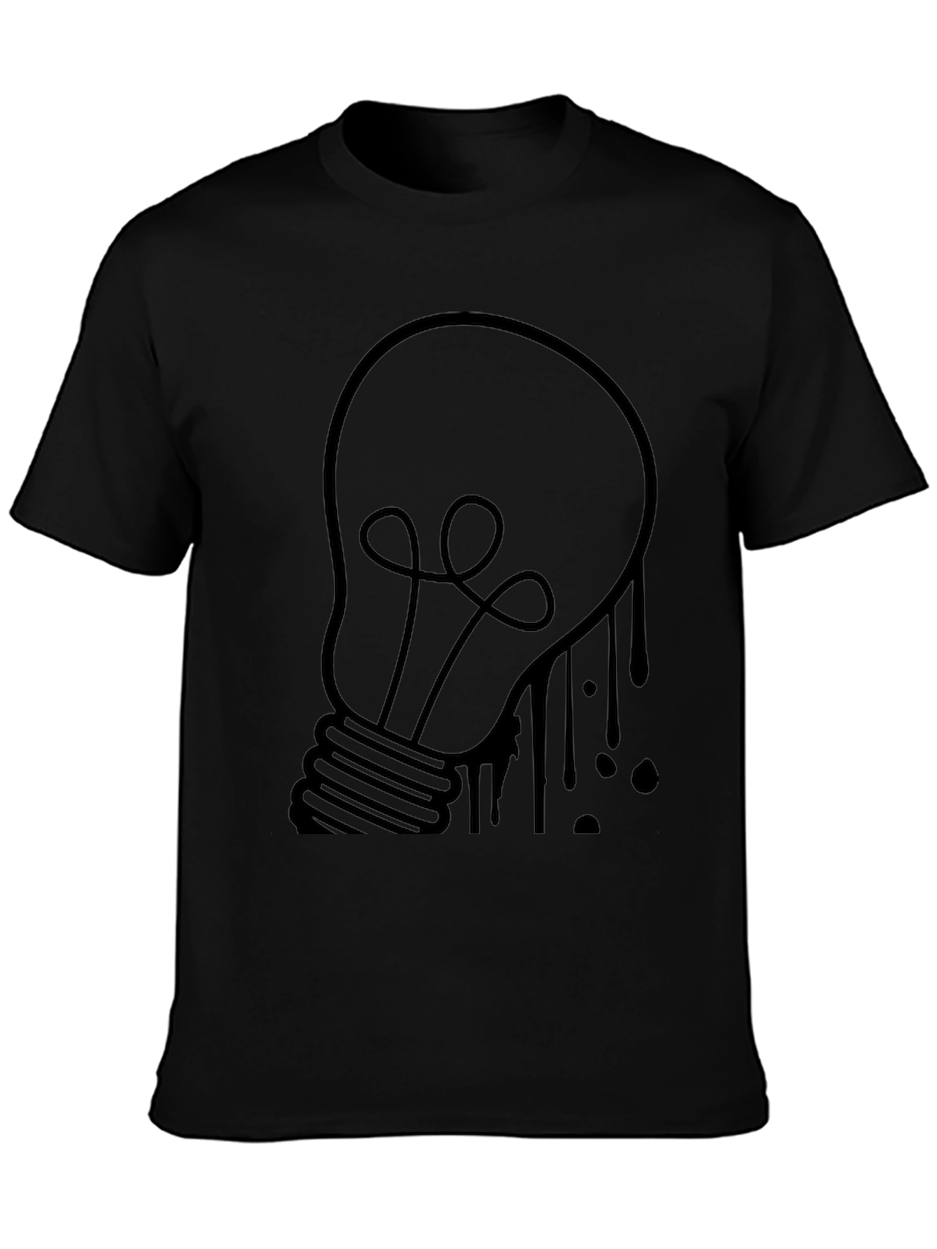 Creative Light Bulb Graphic Tee - Black