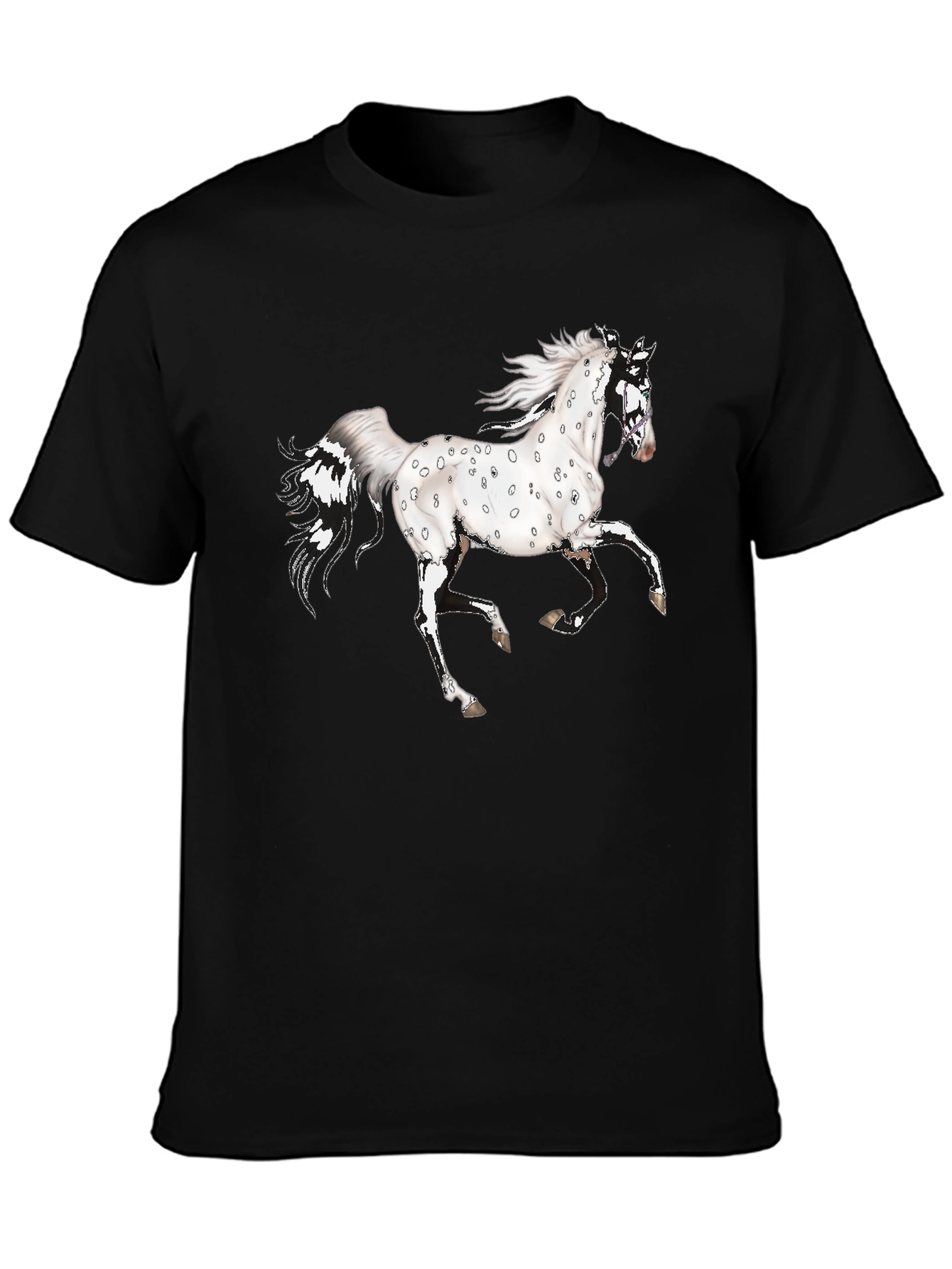 Spotted Horse Graphic Tee - Black Cotton Shirt