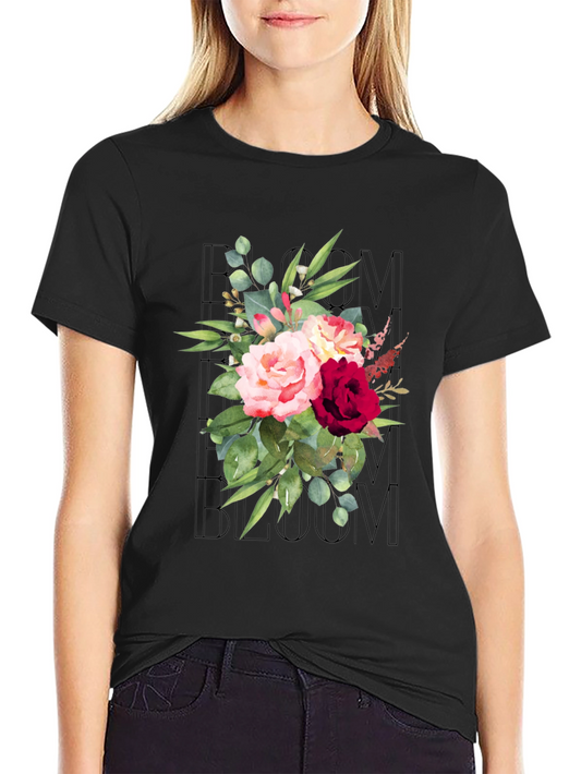 Floral Bloom Graphic Tee - Black