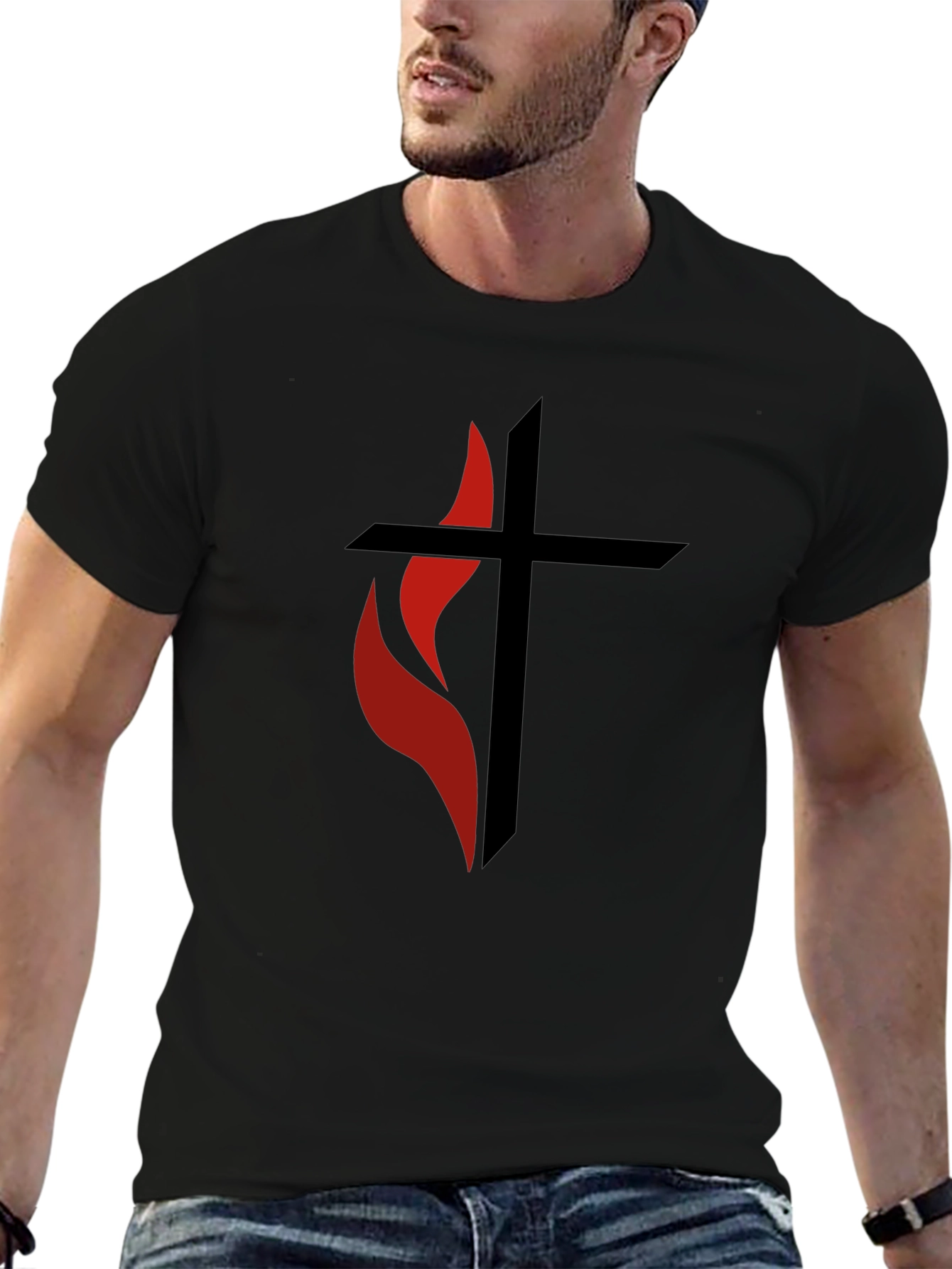 Flame Cross Graphic Tee - Stylish Christian Apparel