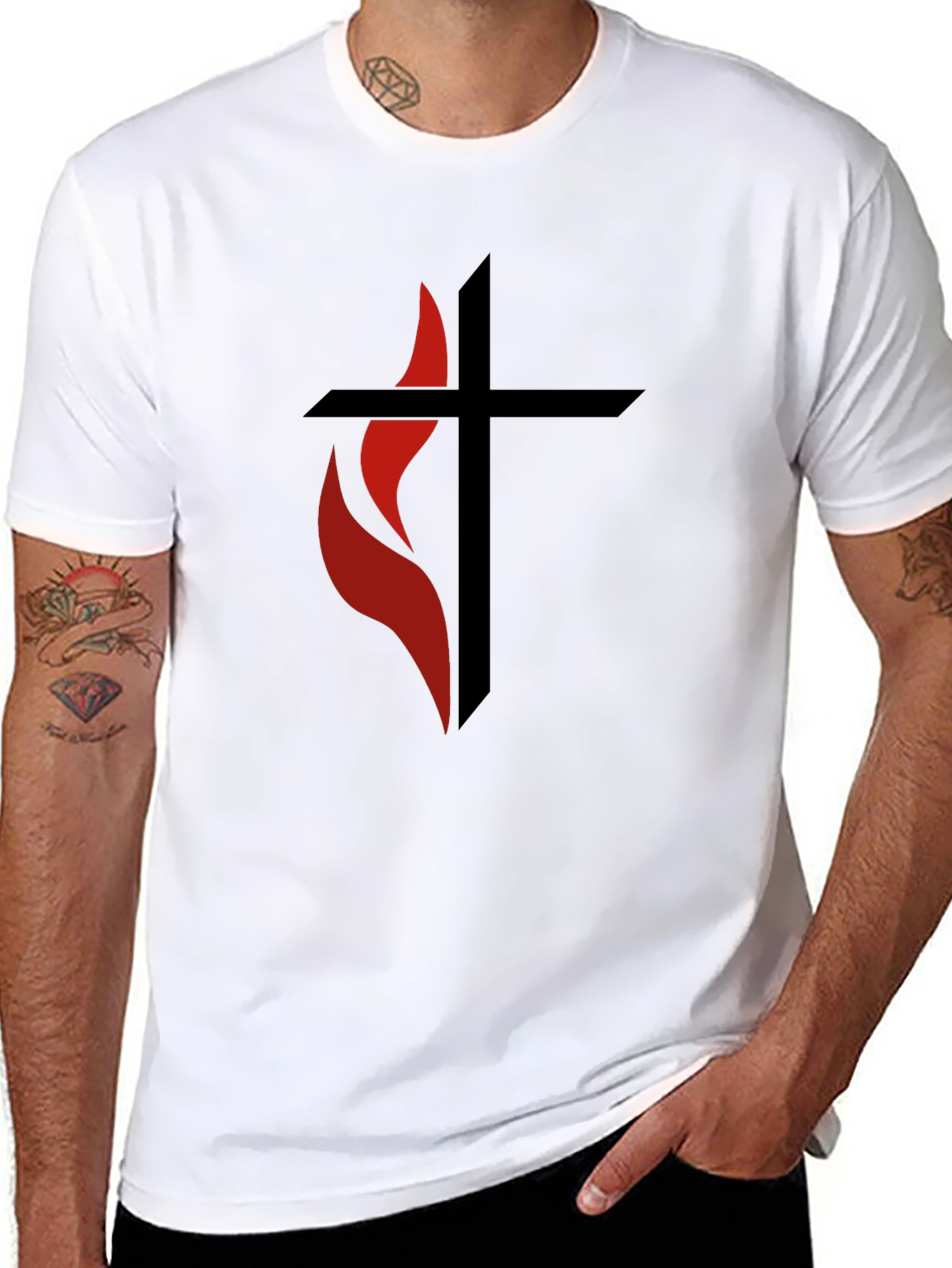 Flame Cross Graphic Tee - Stylish Christian Apparel
