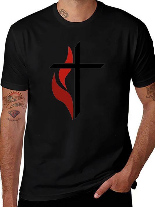 Flame Cross Graphic Tee - Stylish Christian Apparel