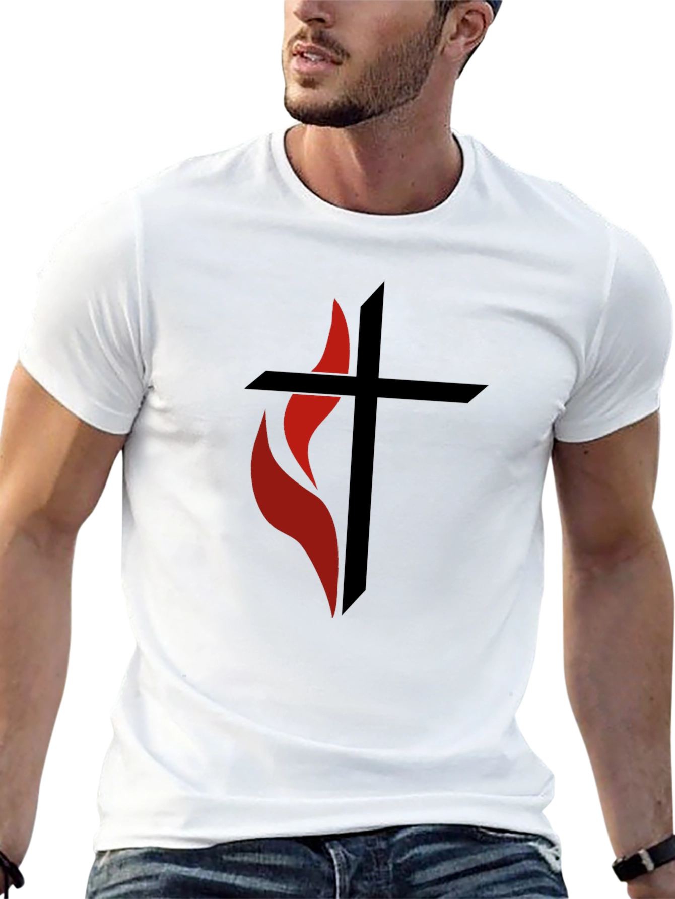 Flame Cross Graphic Tee - Stylish Christian Apparel