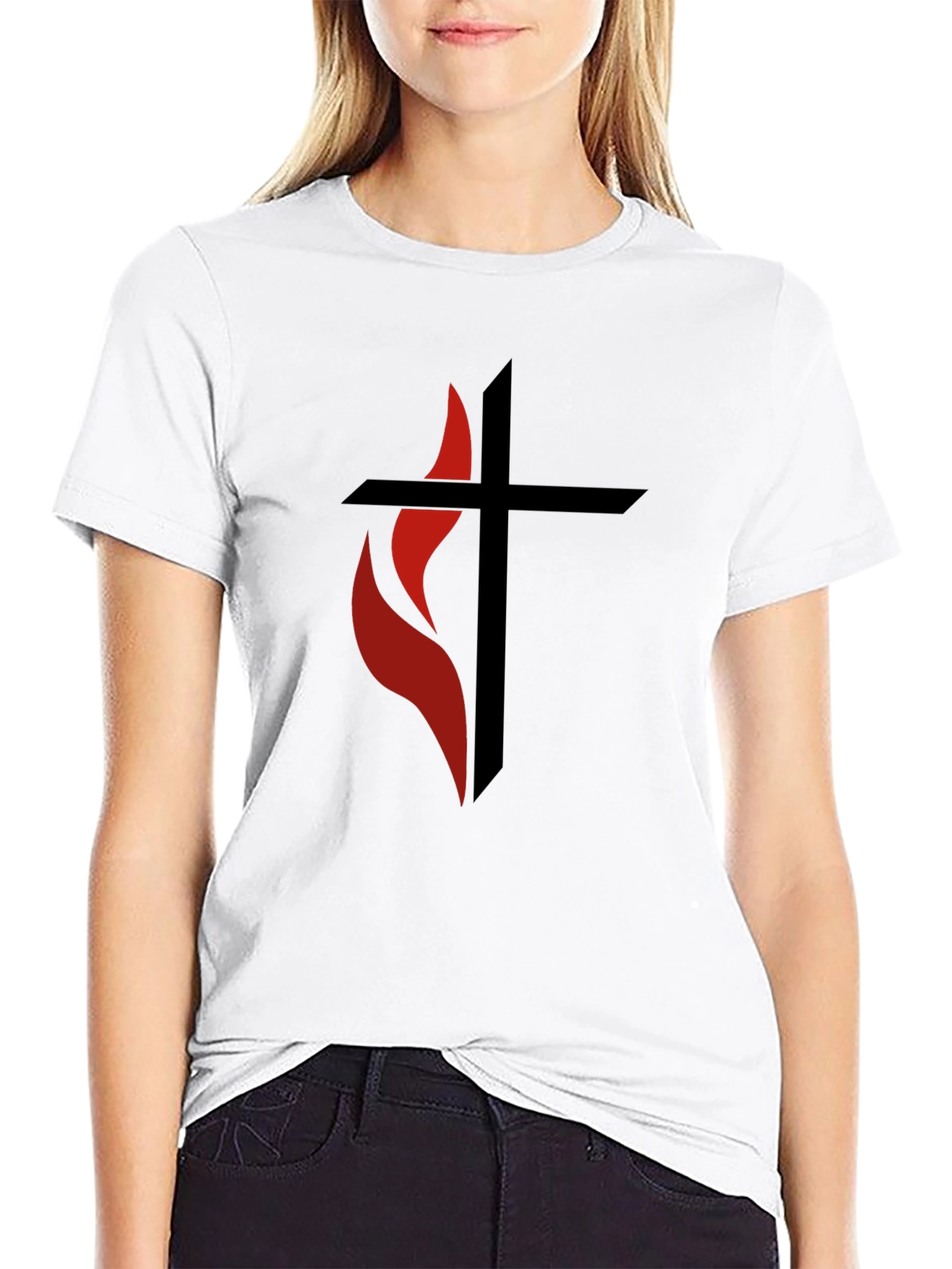 Flame Cross Graphic Tee - Stylish Christian Apparel