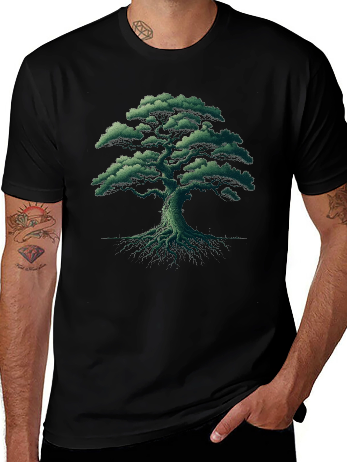 Nature Tree Graphic Tee - Black