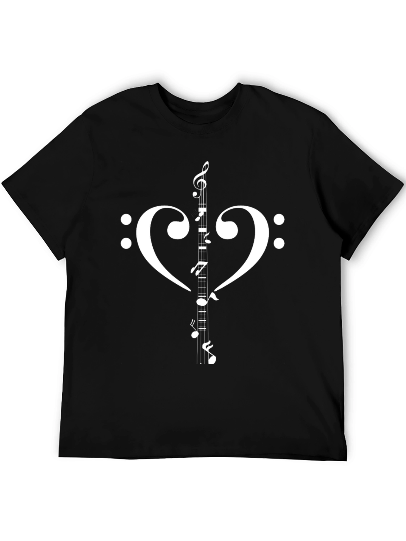 Musical Heart T-Shirt - Music Note Clef Design
