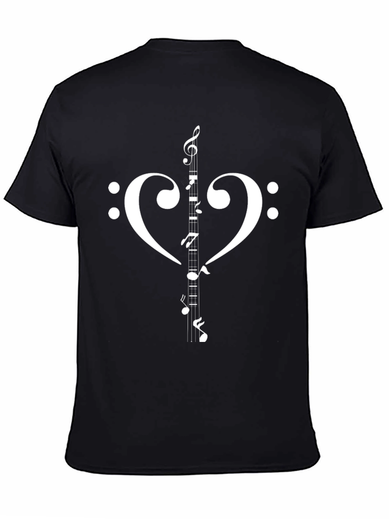 Musical Heart T-Shirt - Music Note Clef Design