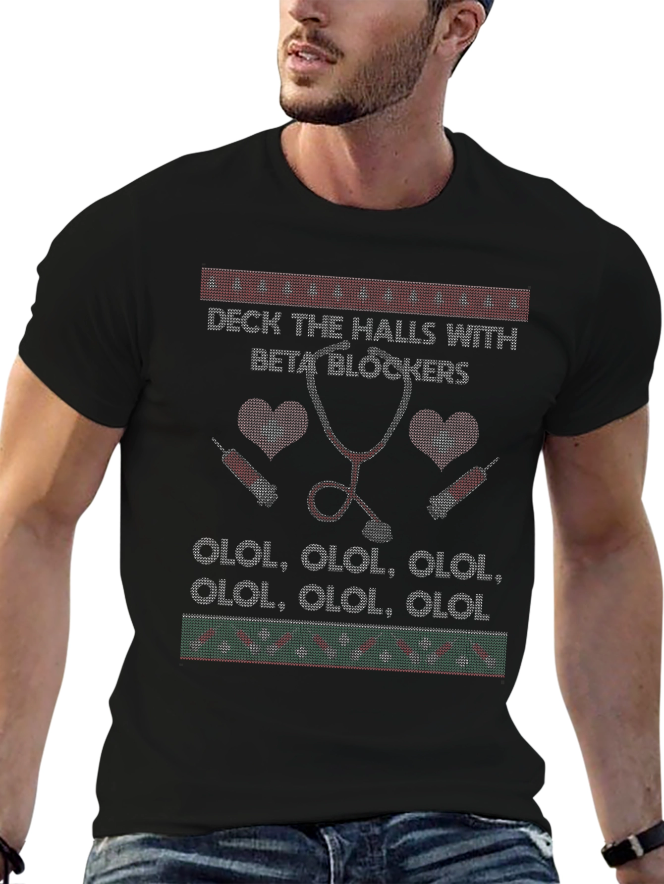 Deck the Halls with Beta Blockers Ugly Christmas T-Shirt