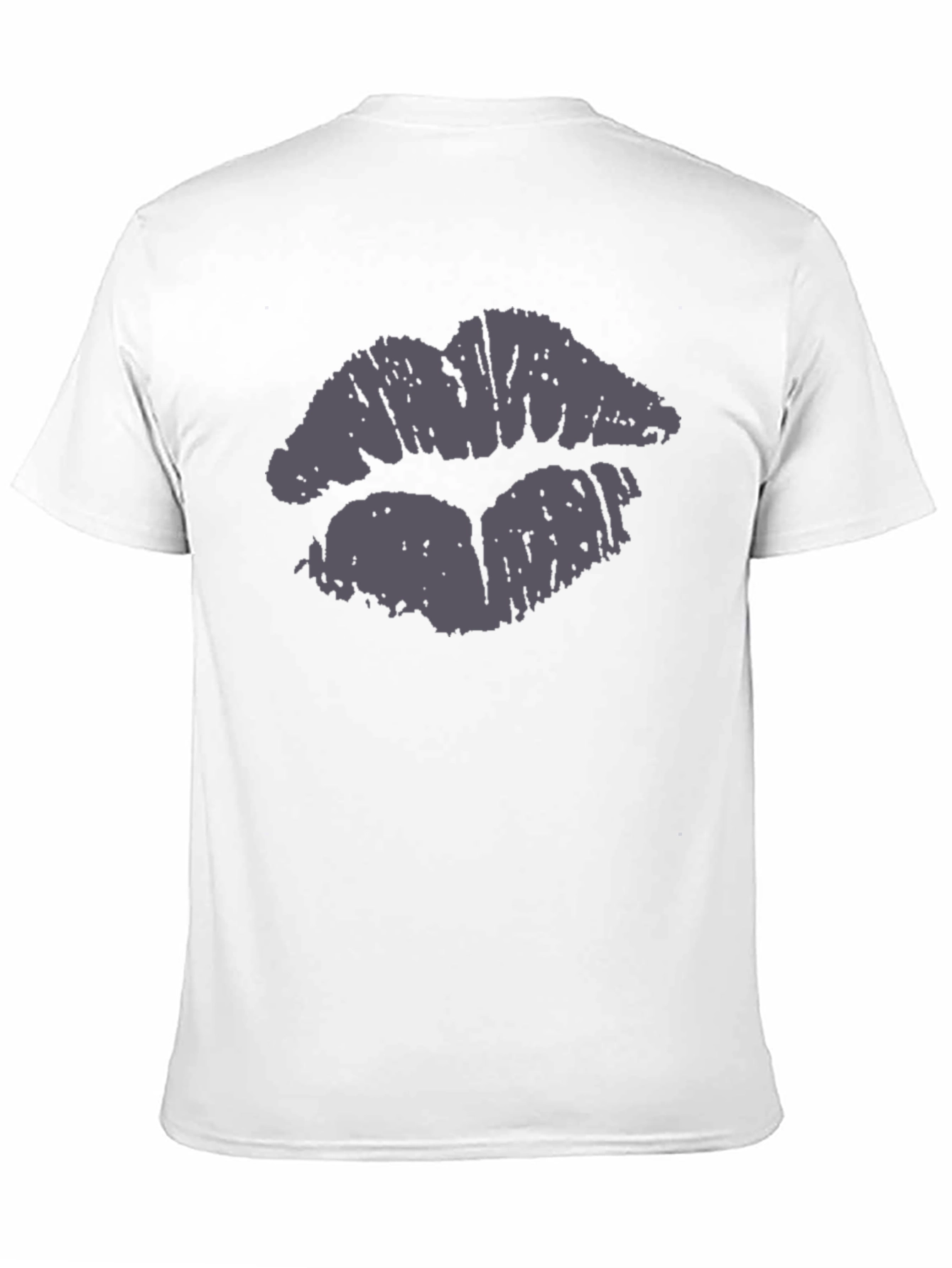 Kiss Lips Print Black Cotton Casual T-Shirt