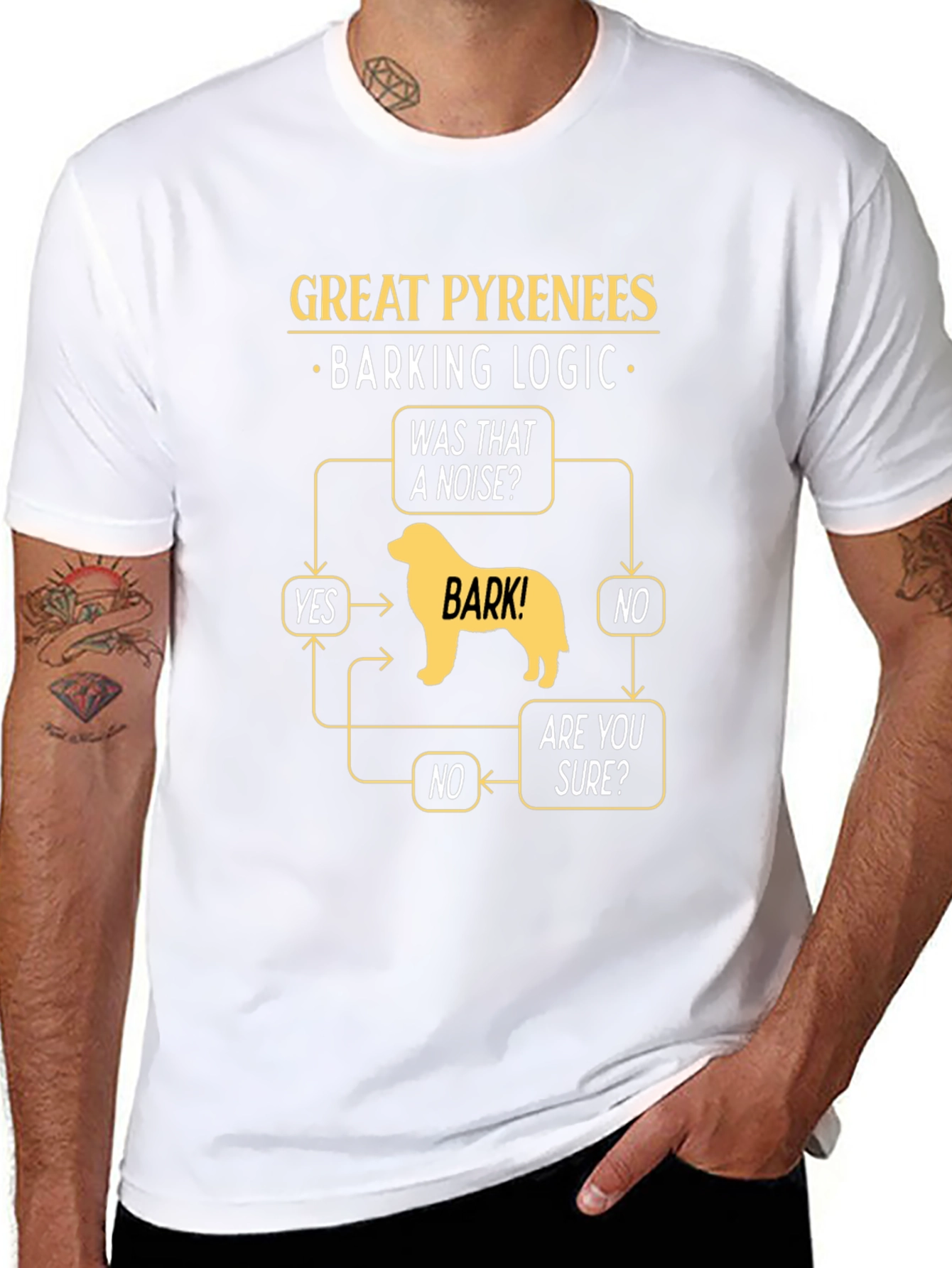 Great Pyrenees Barking Logic Black T-Shirt