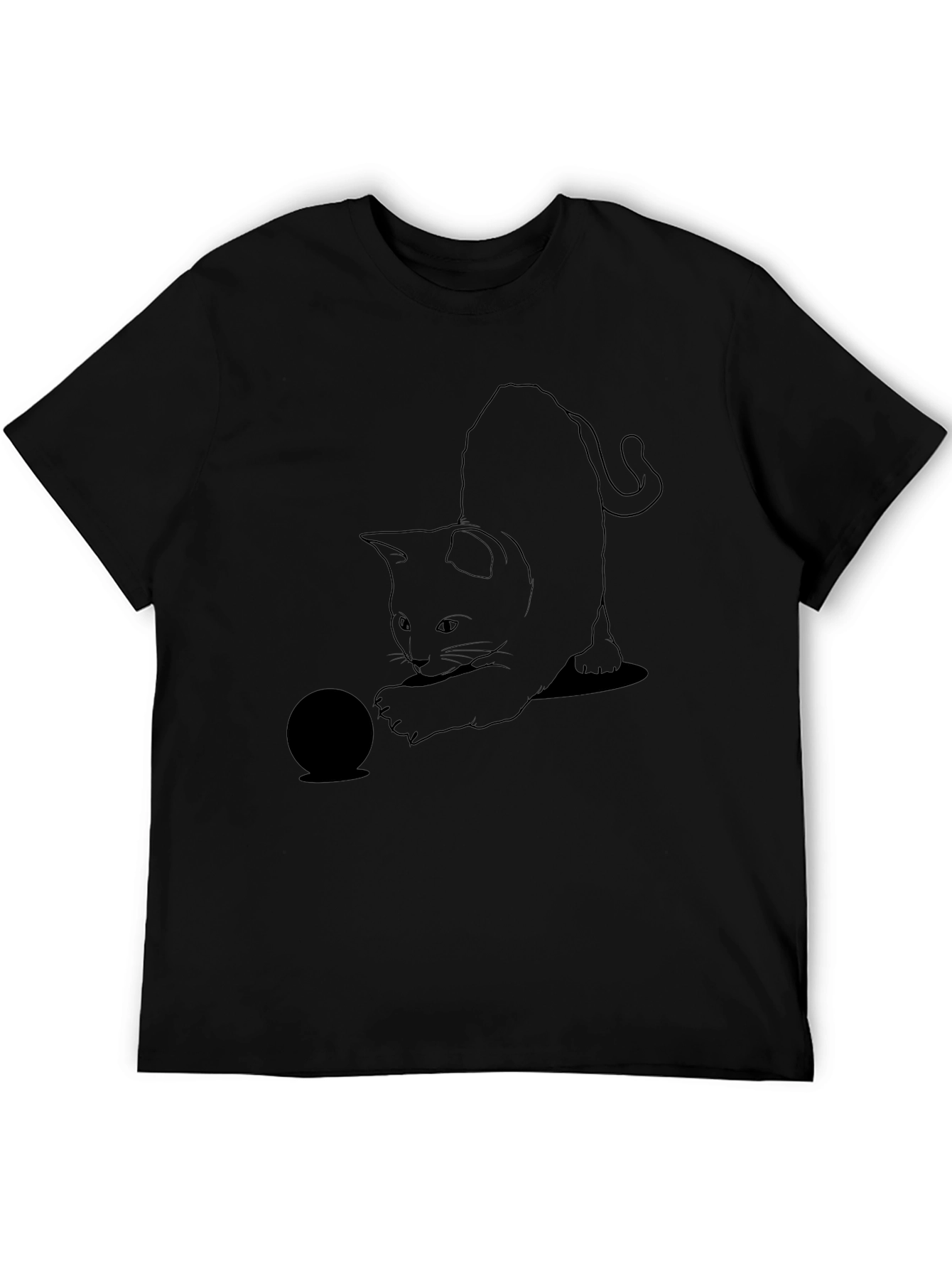 Black Cat Playing T-Shirt - Unique Graphic Tee