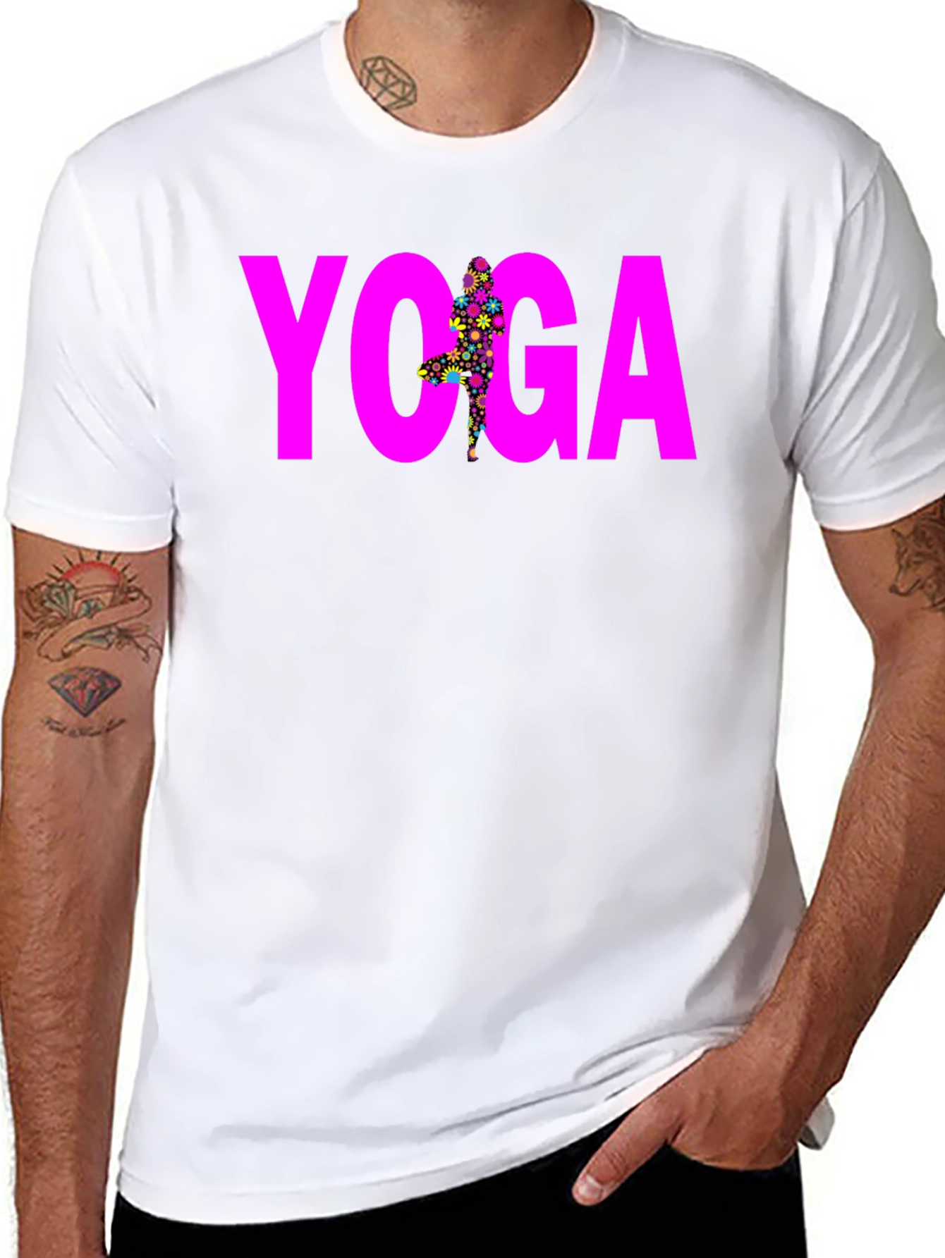 Yoga Floral Pose Graphic Tee - Black