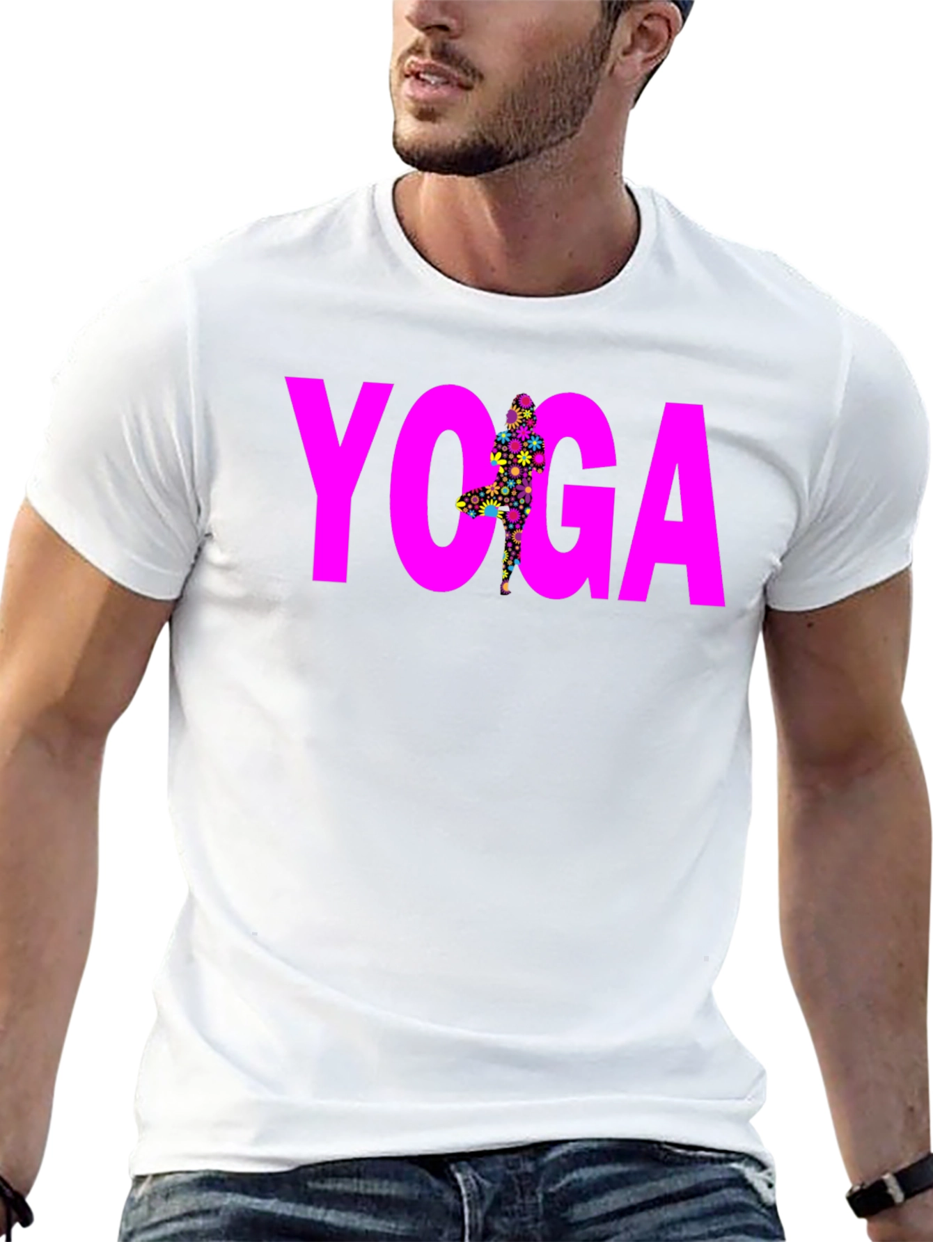 Yoga Floral Pose Graphic Tee - Black