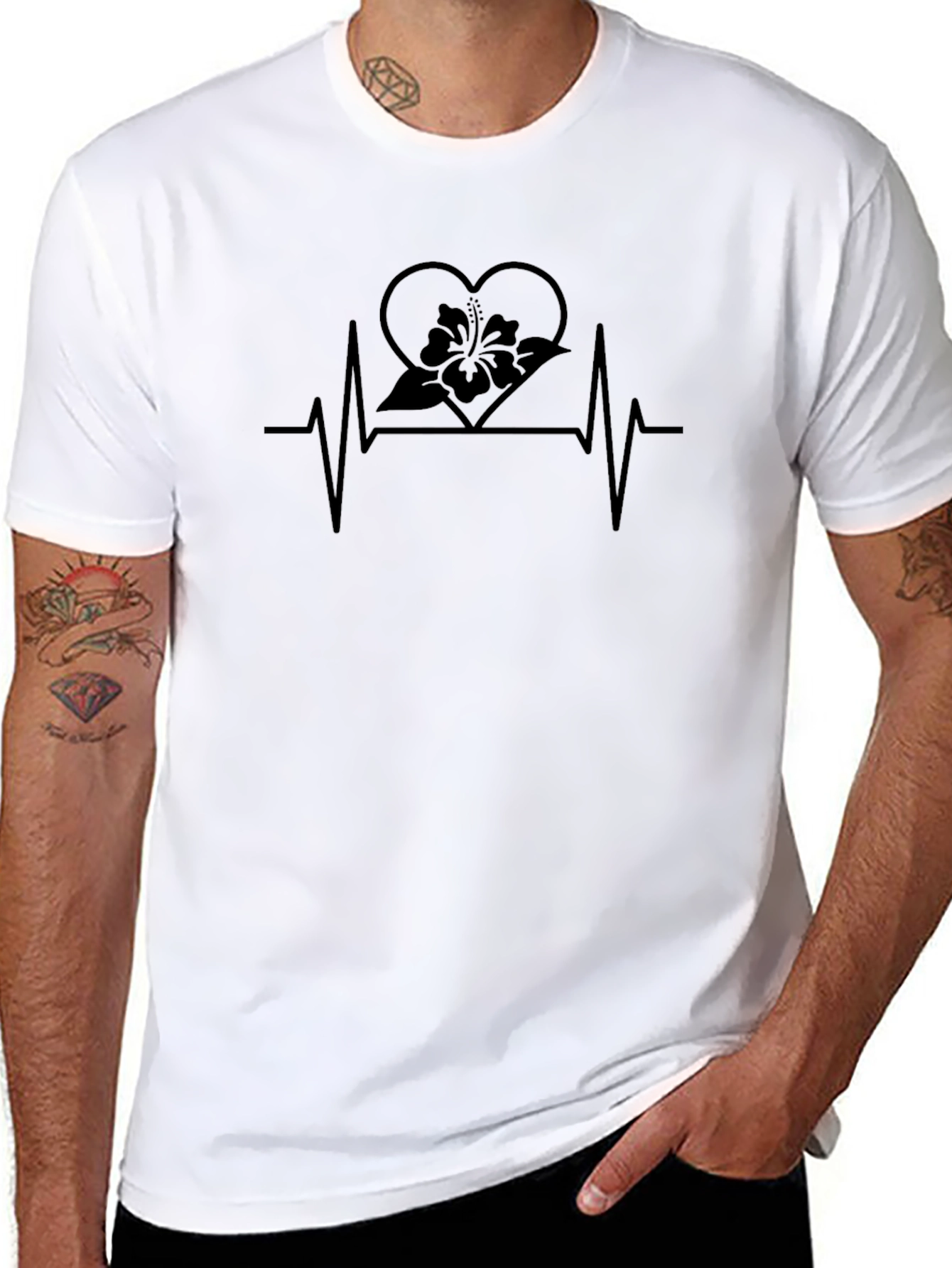 Hibiscus Heartbeat Black T-Shirt