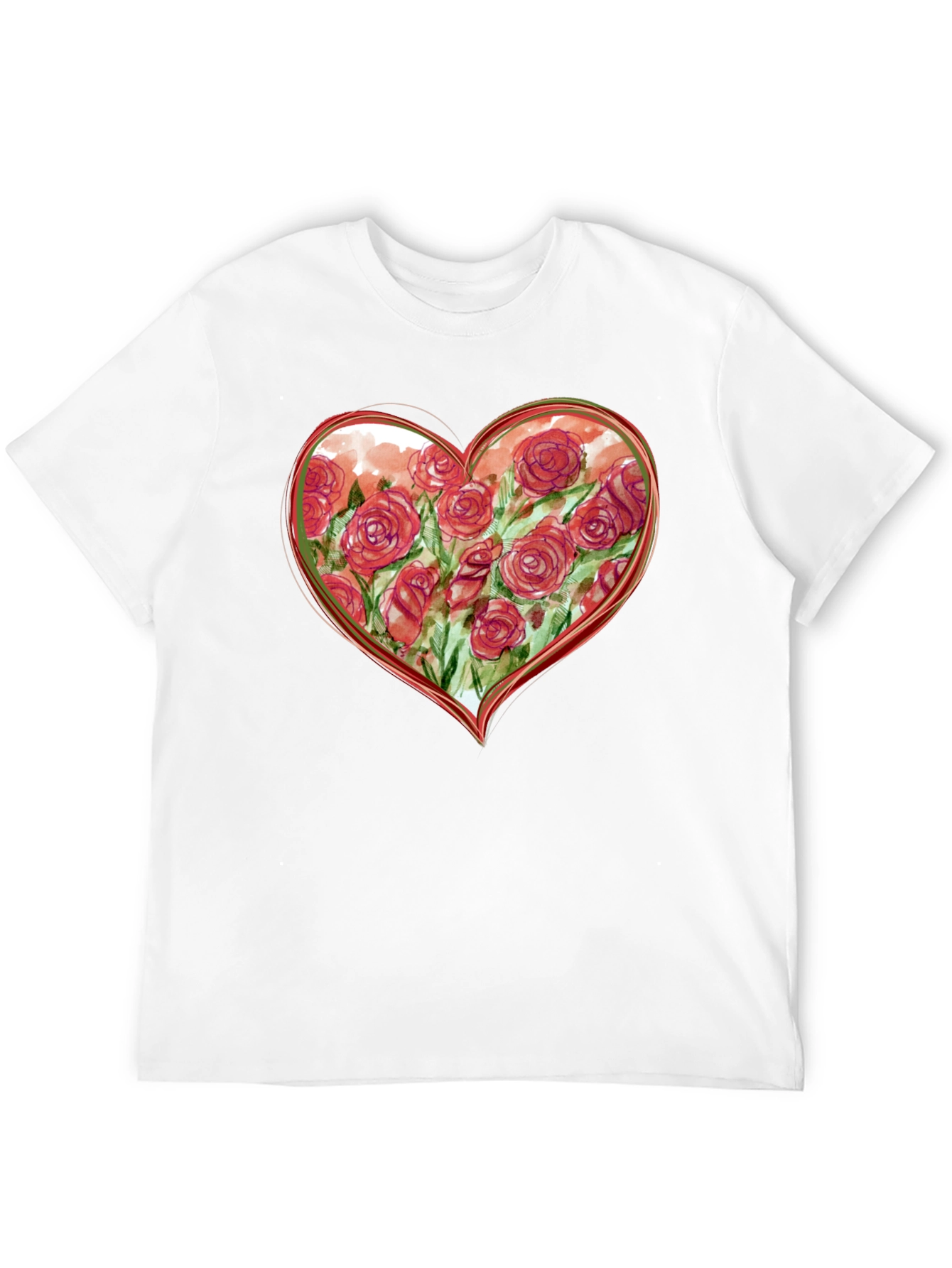 Floral Heart Graphic Tee - Romantic Black T-Shirt