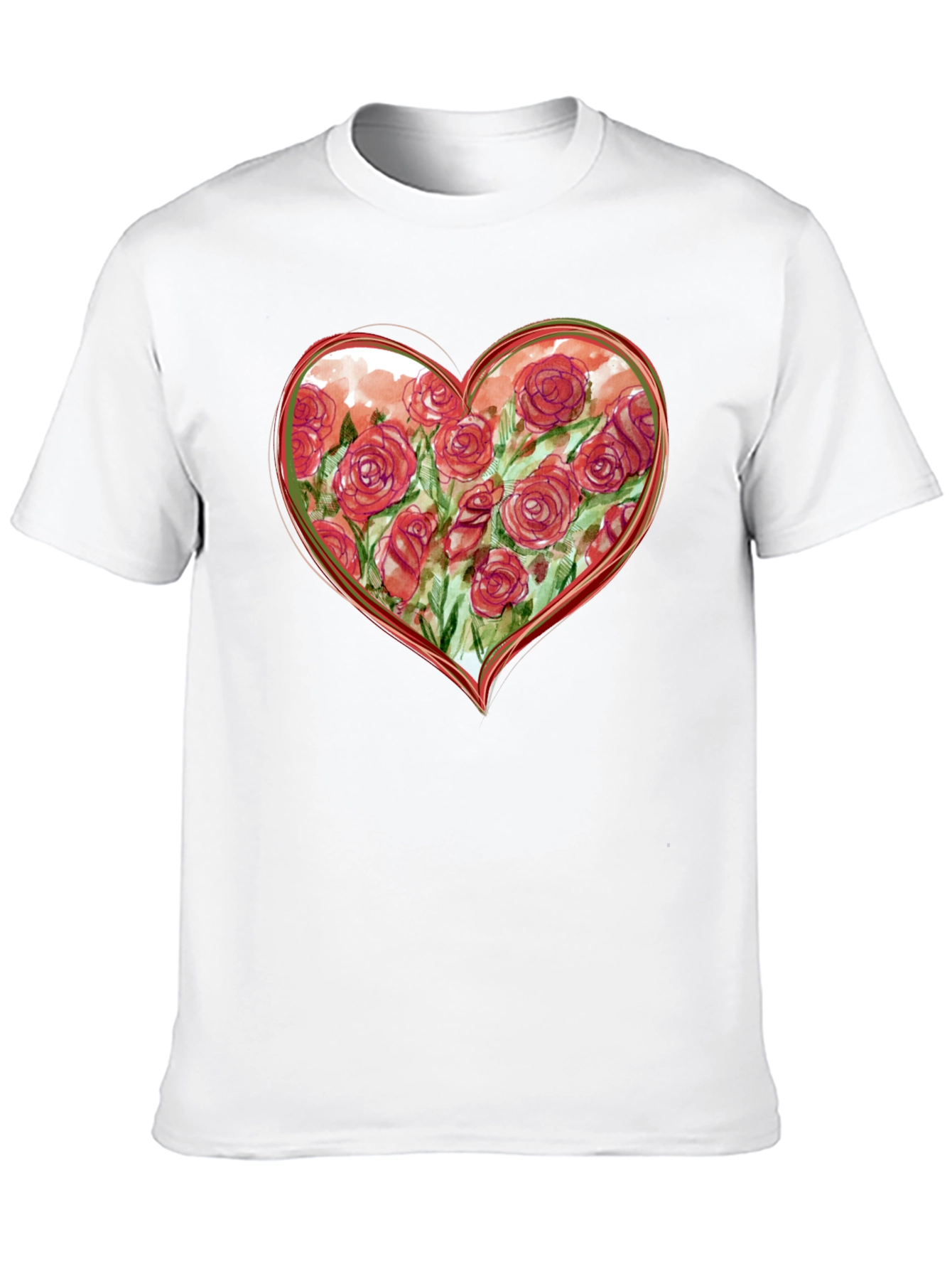 Floral Heart Graphic Tee - Romantic Black T-Shirt