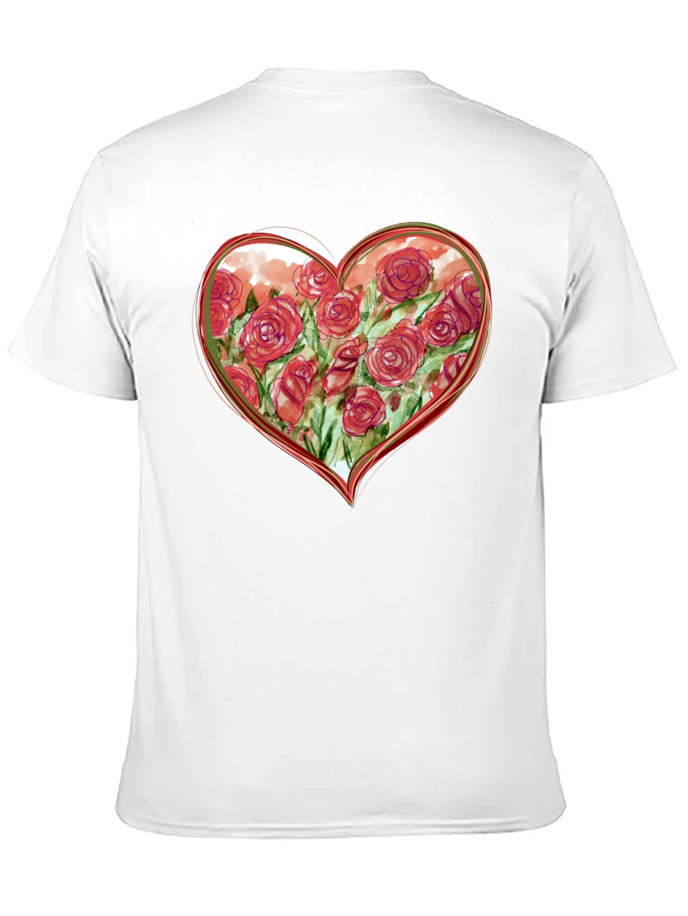 Floral Heart Graphic Tee - Romantic Black T-Shirt