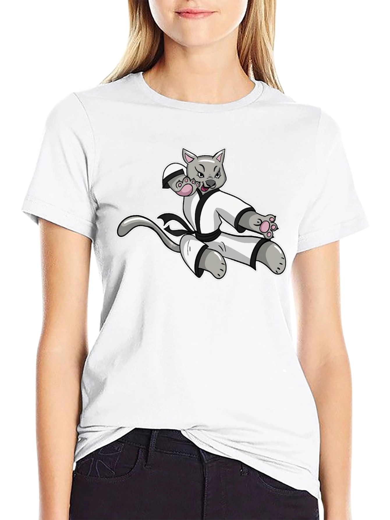 Karate Cat Black T-Shirt