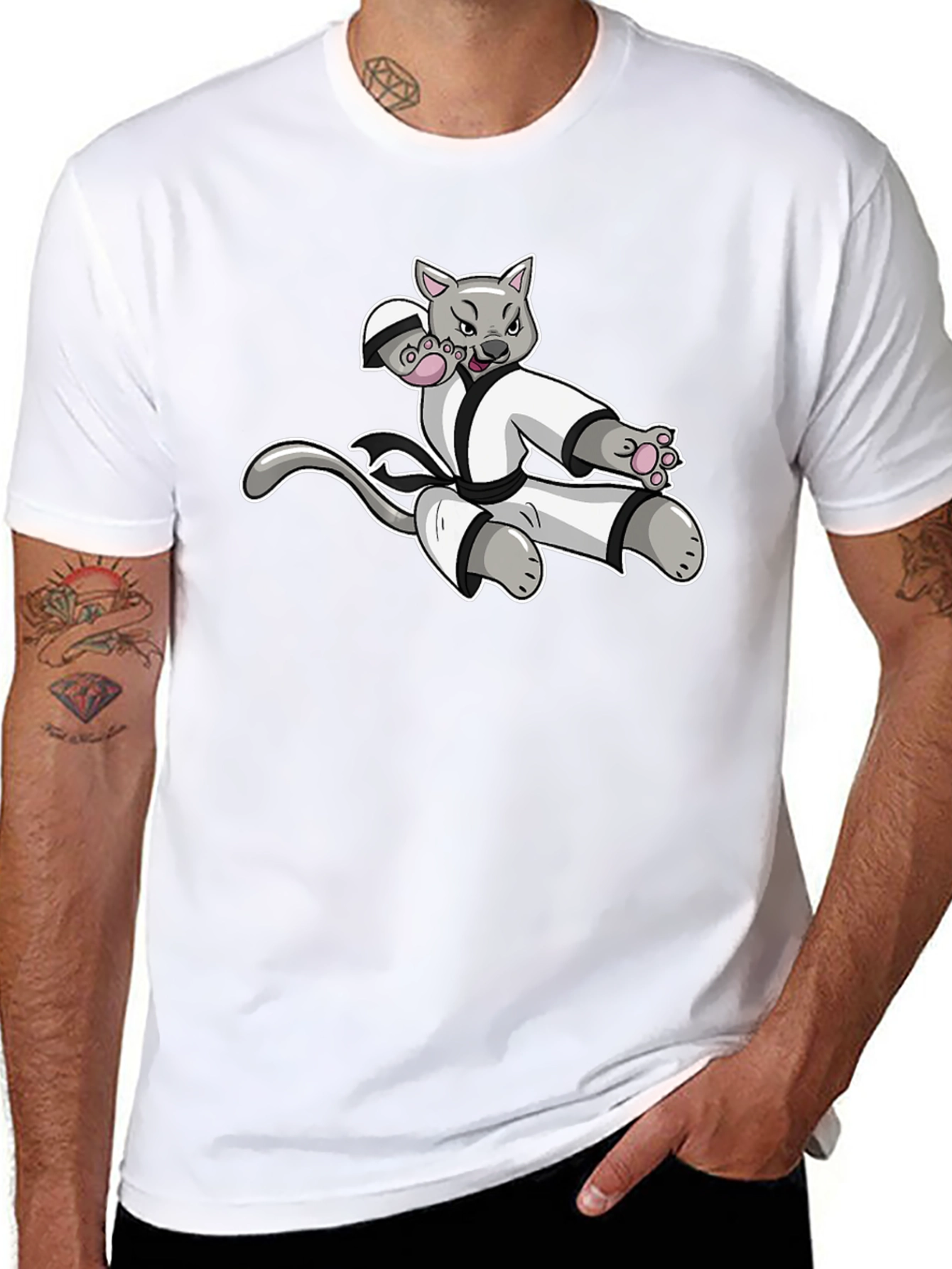 Karate Cat Black T-Shirt