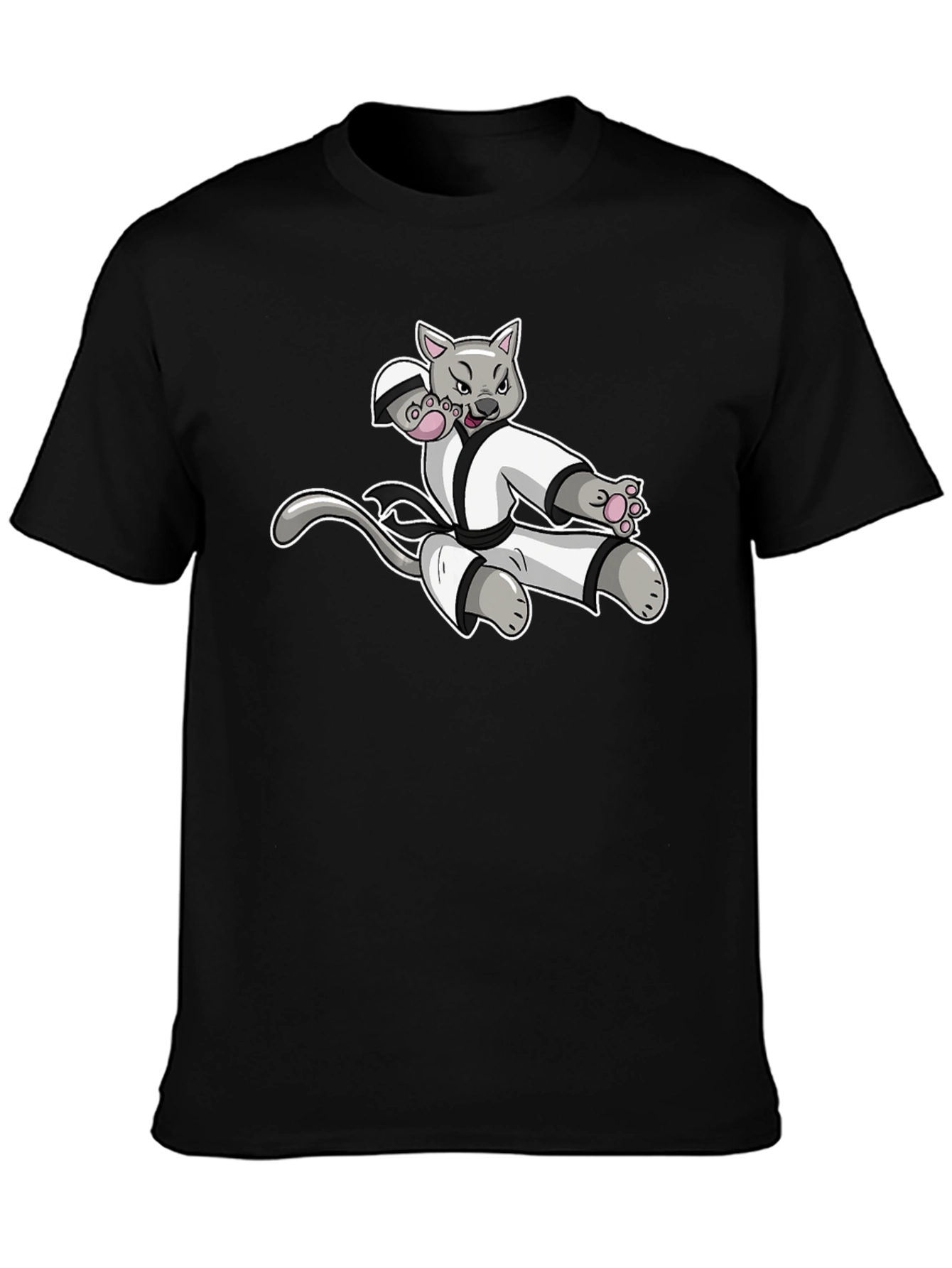 Karate Cat Black T-Shirt