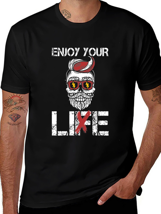 Enjoy Your Life Graphic T-Shirt - Skull & Beard