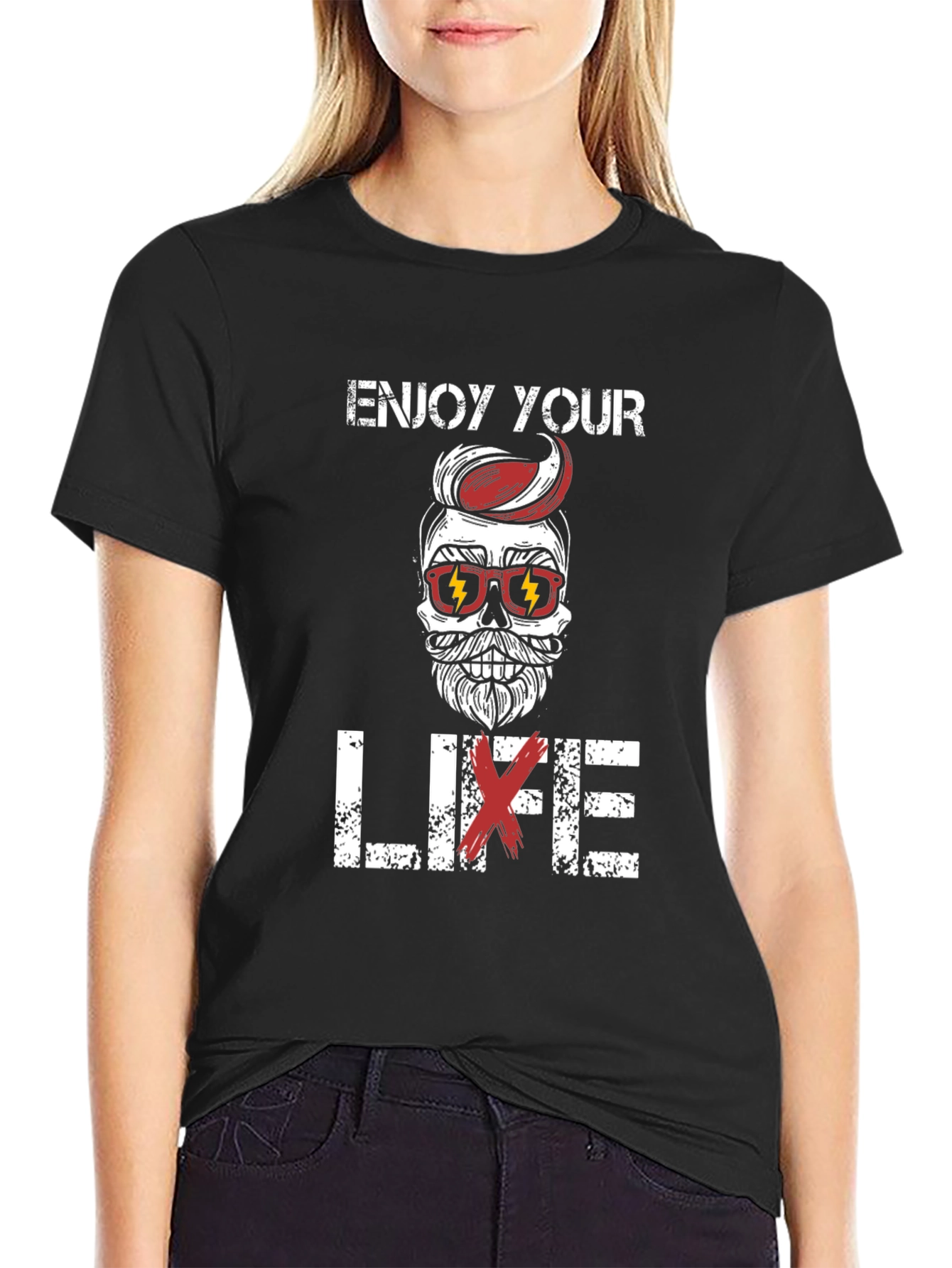 Enjoy Your Life Graphic T-Shirt - Skull & Beard