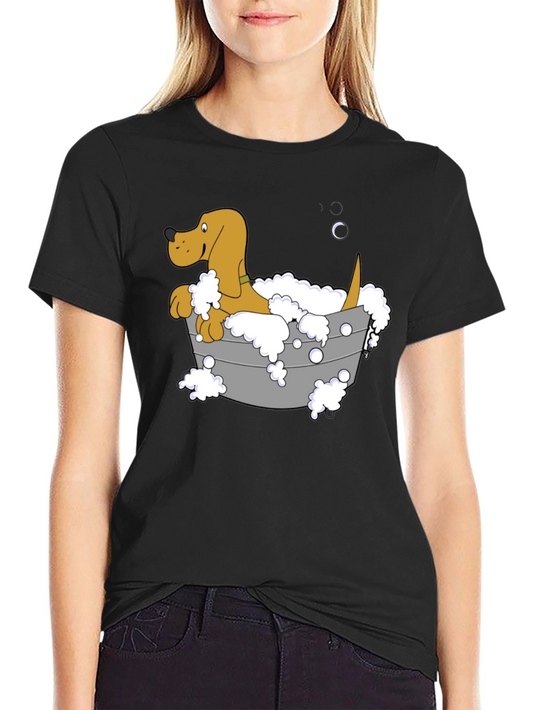 Dog in Tub Graphic Tee - Unisex Black T-Shirt