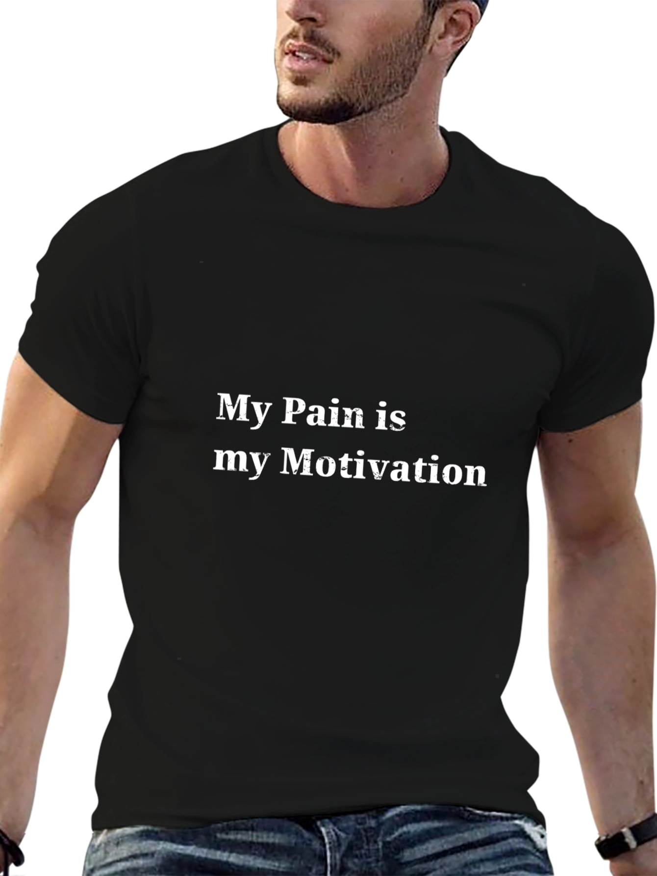 Motivational Black T-Shirt - Pain is Motivation