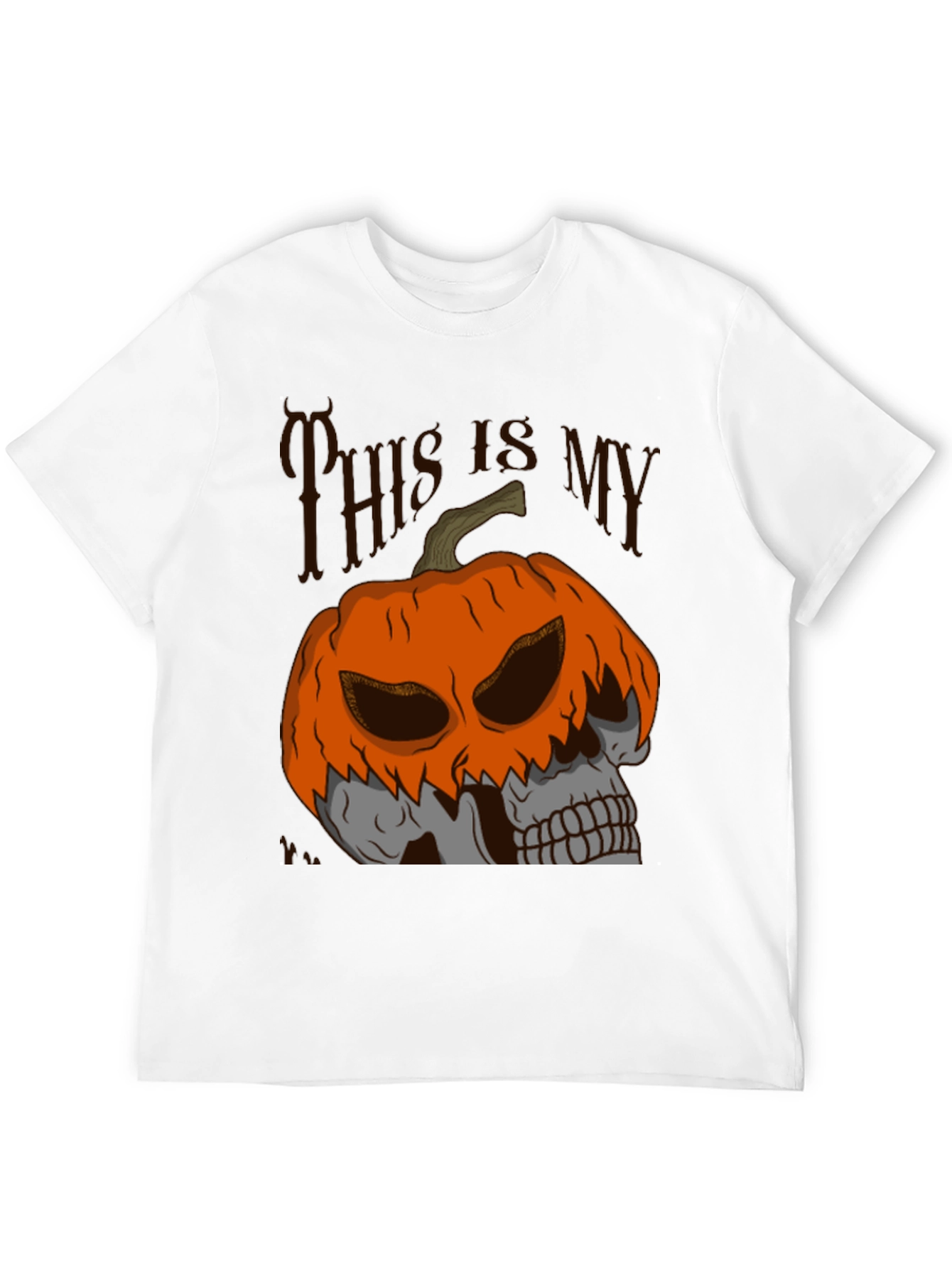 Halloween Pumpkin Skull Graphic Tee - Black