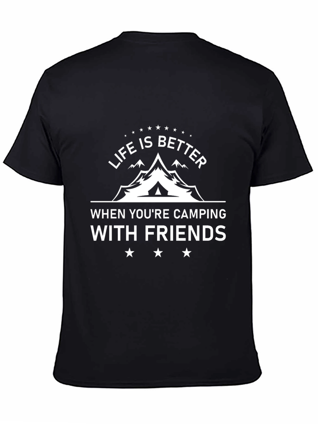 Camping with Friends Black Graphic T-Shirt