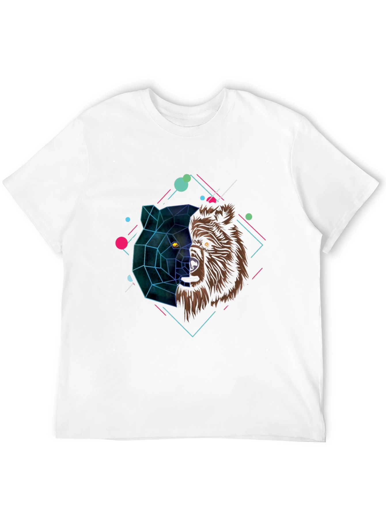 Geometric Bear Graphic Black T-Shirt