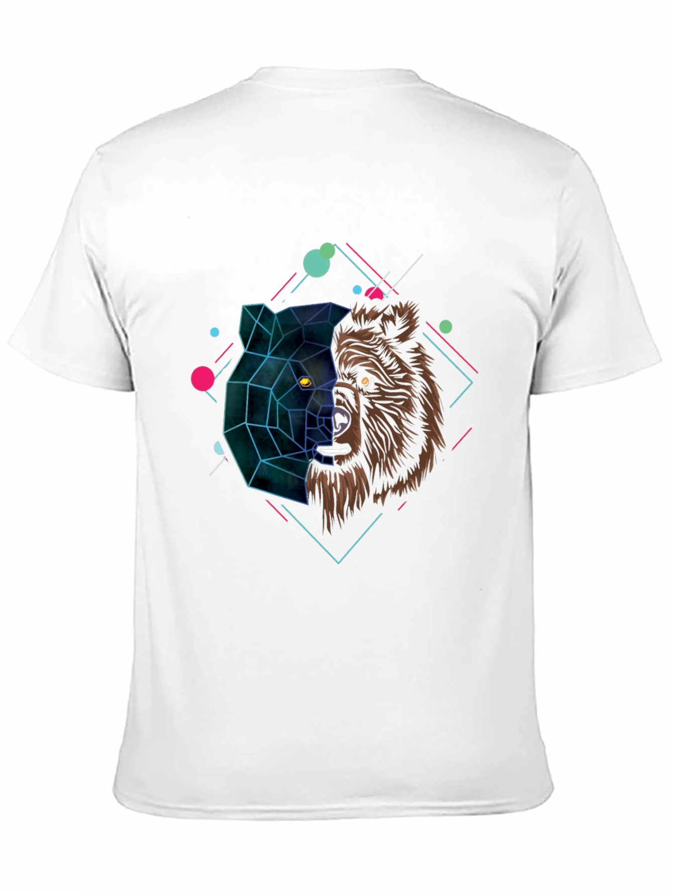 Geometric Bear Graphic Black T-Shirt