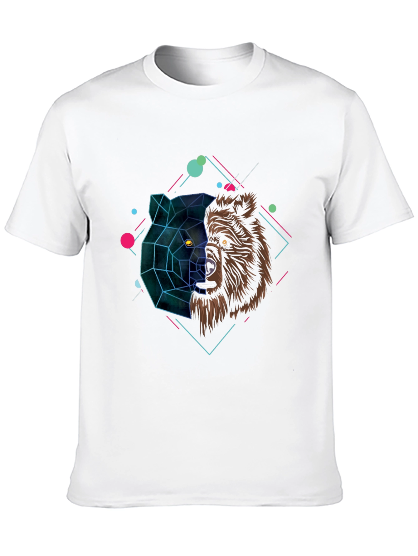 Geometric Bear Graphic Black T-Shirt