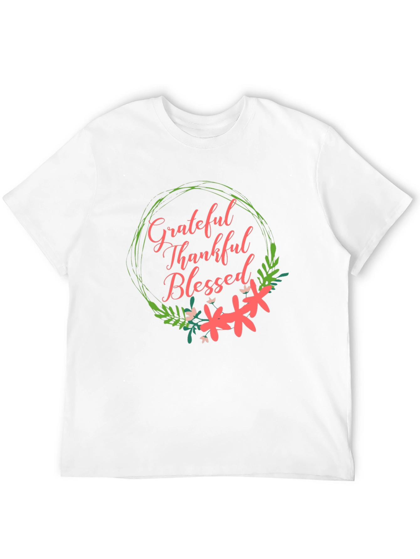 Grateful Thankful Blessed Floral T-Shirt