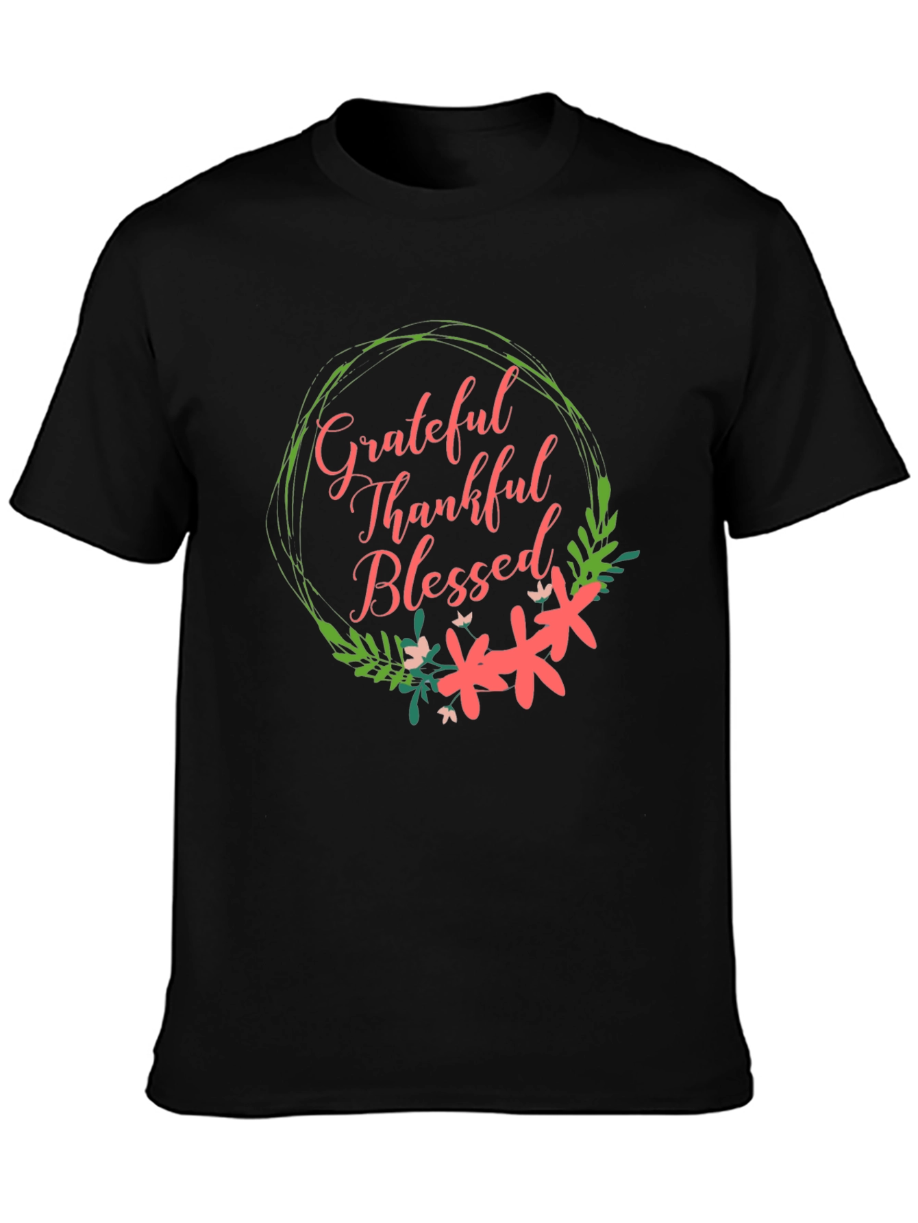 Grateful Thankful Blessed Floral T-Shirt