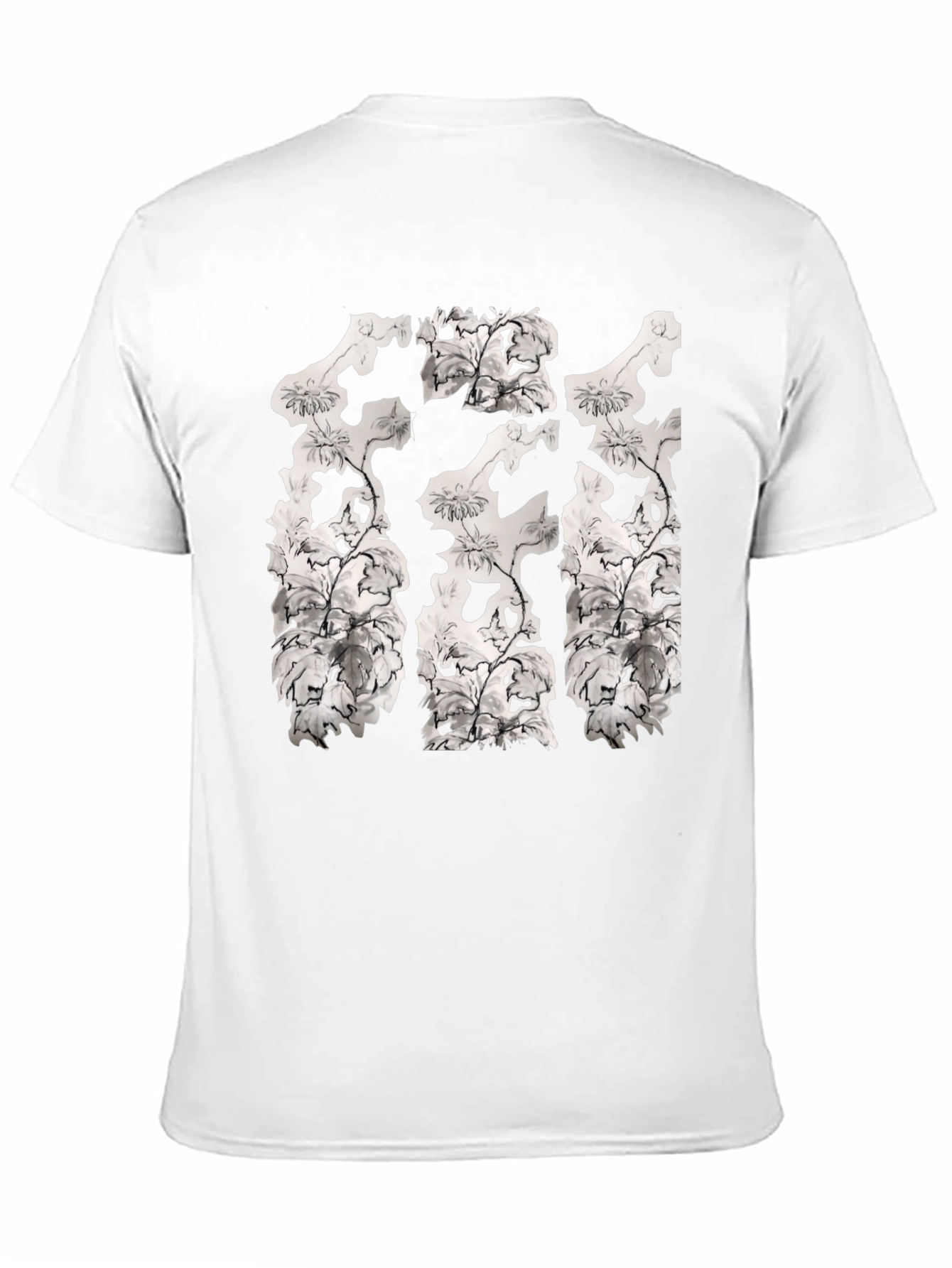 Floral Skull Print Black Crew Neck T-Shirt