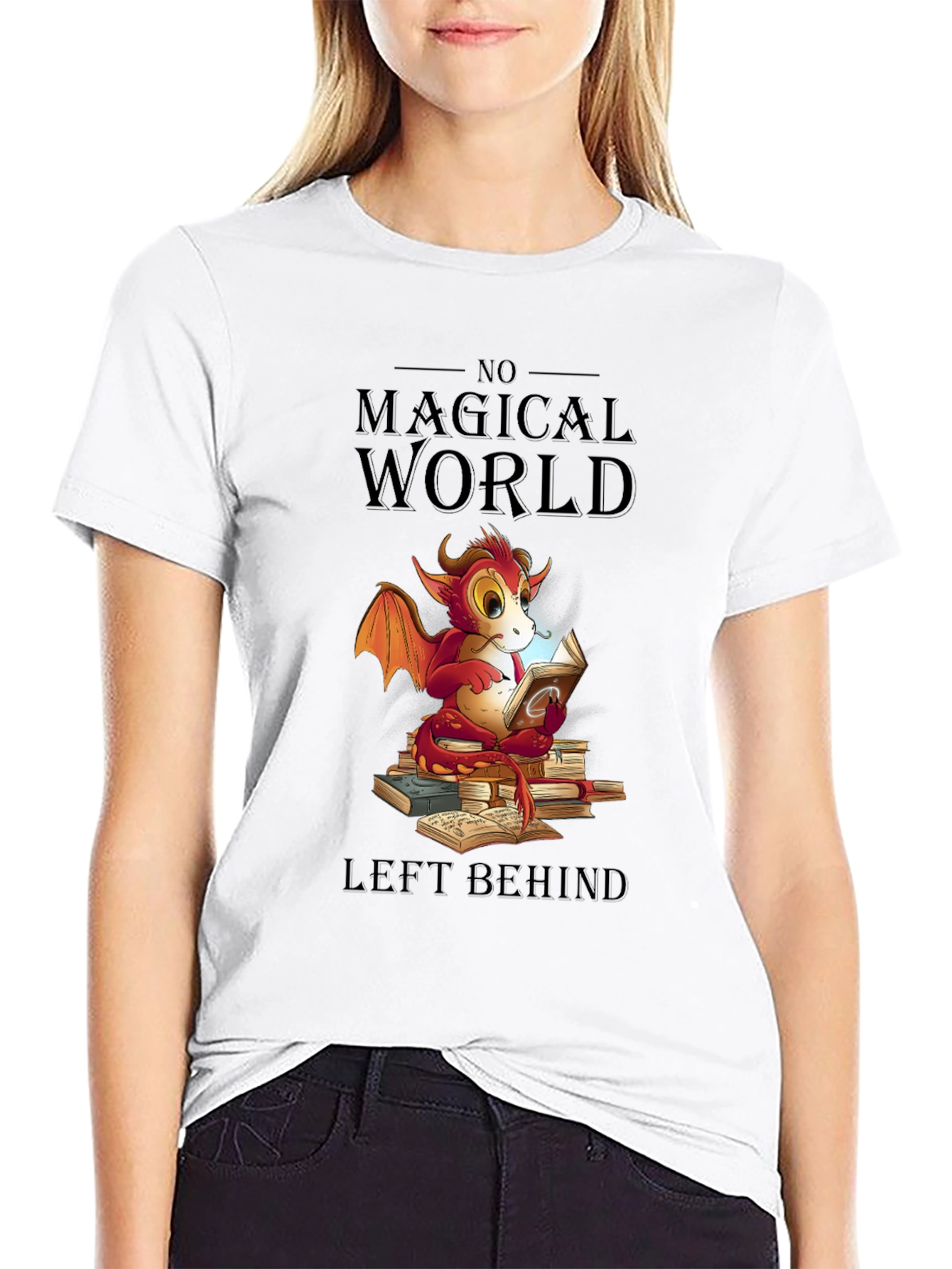 Magical World Dragon Reading Book T-Shirt