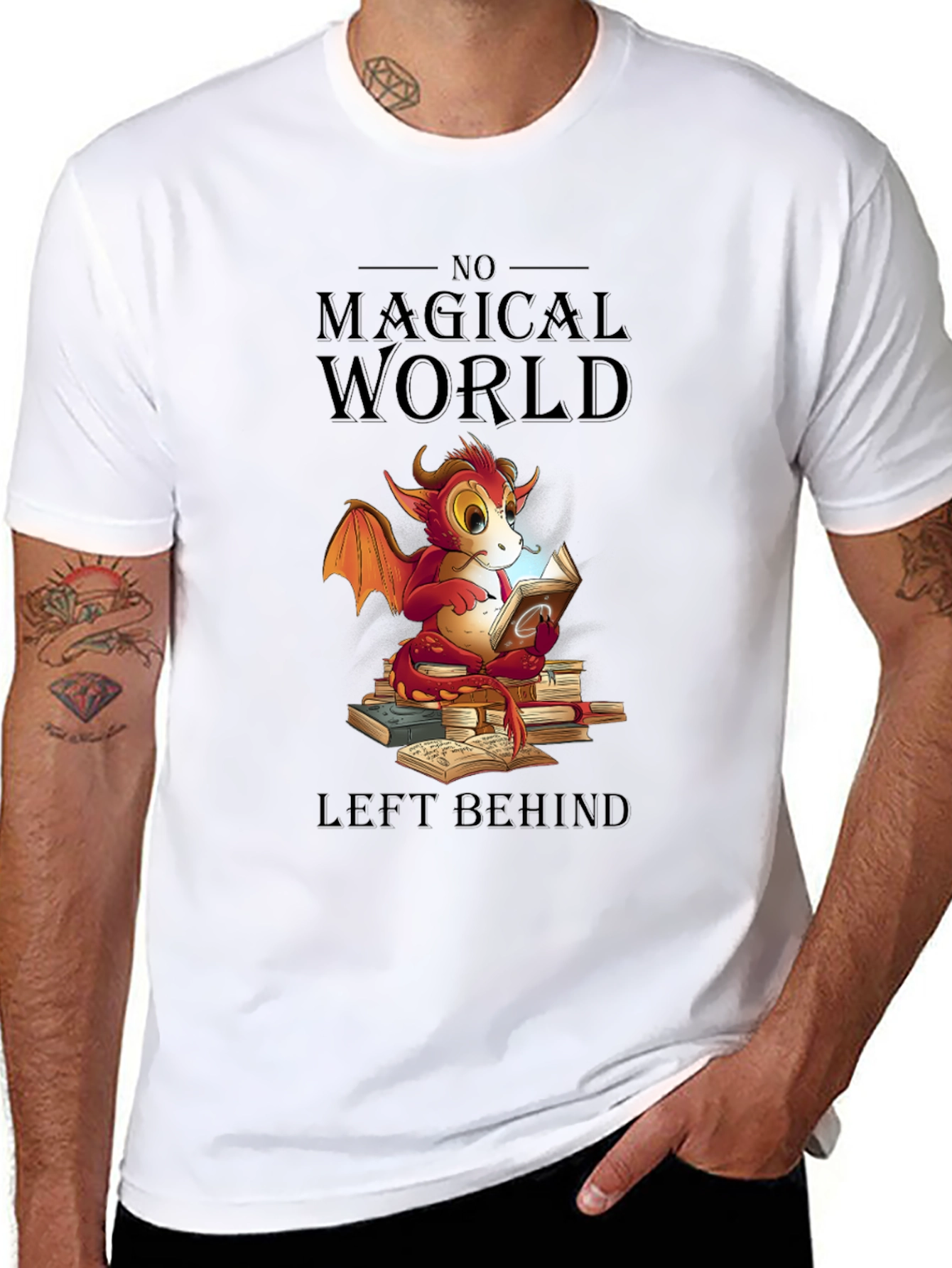 Magical World Dragon Reading Book T-Shirt