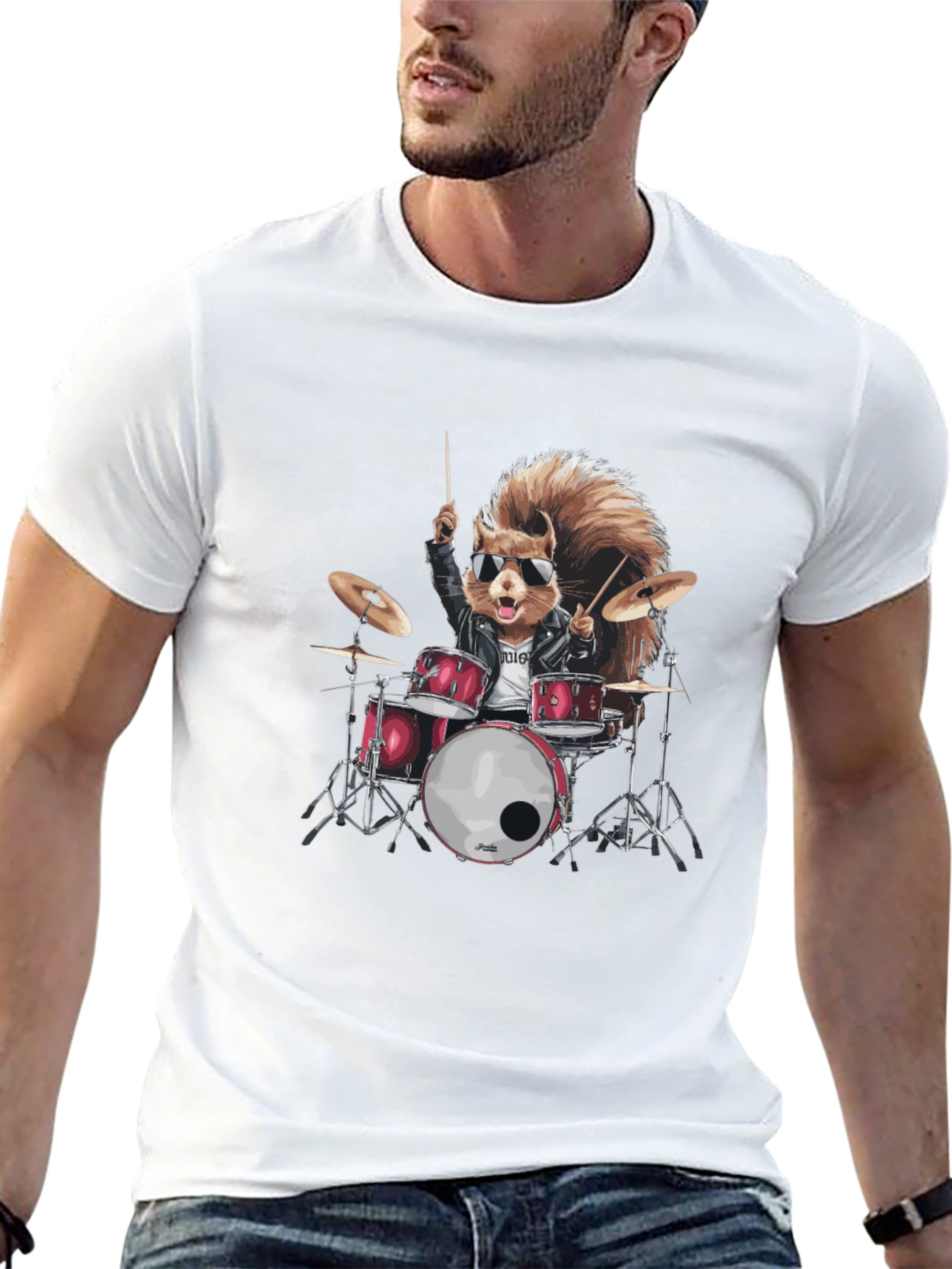 Squirrel Drummer Black T-Shirt