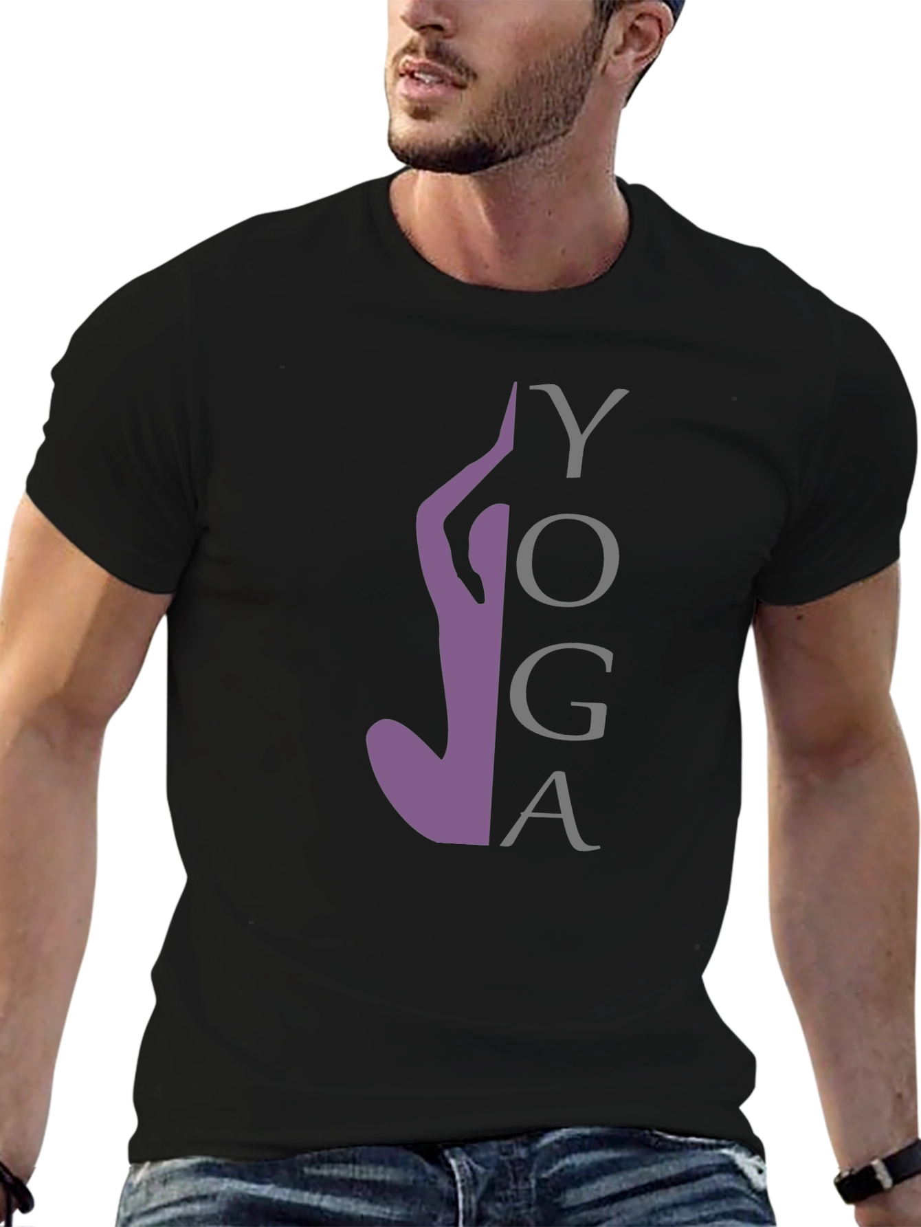 Yoga Silhouette Graphic Tee - Black Cotton Blend