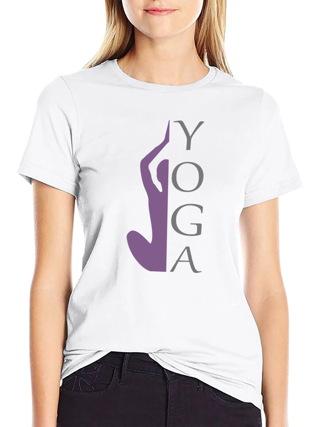 Yoga Silhouette Graphic Tee - Black Cotton Blend