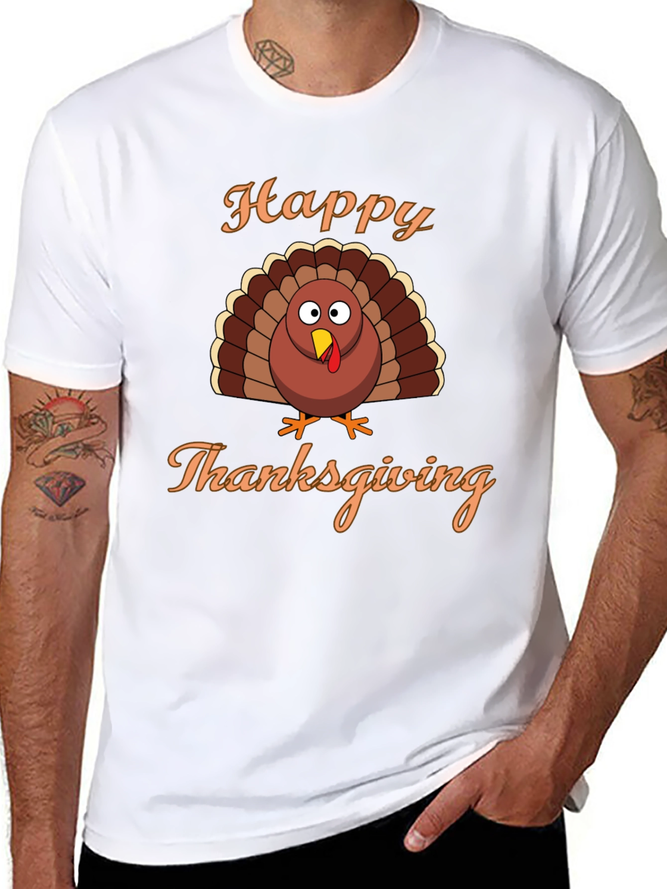 Happy Thanksgiving Turkey Graphic T-Shirt