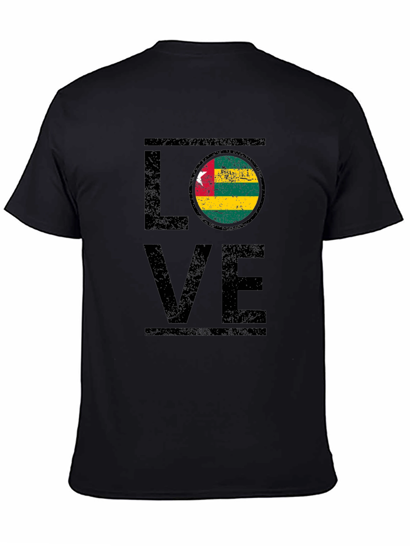 Togo Flag LOVE Graphic Black T-Shirt