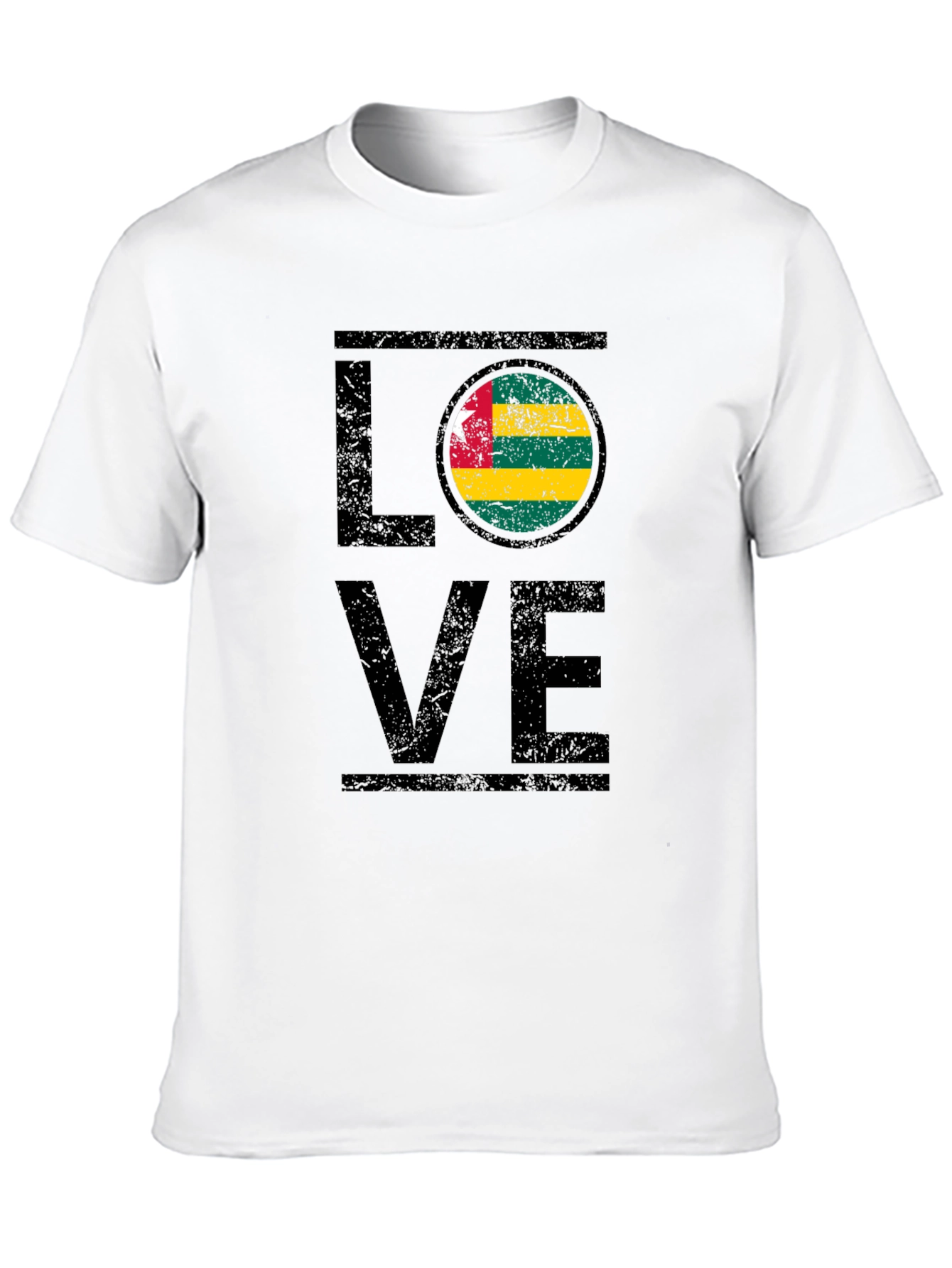 Togo Flag LOVE Graphic Black T-Shirt