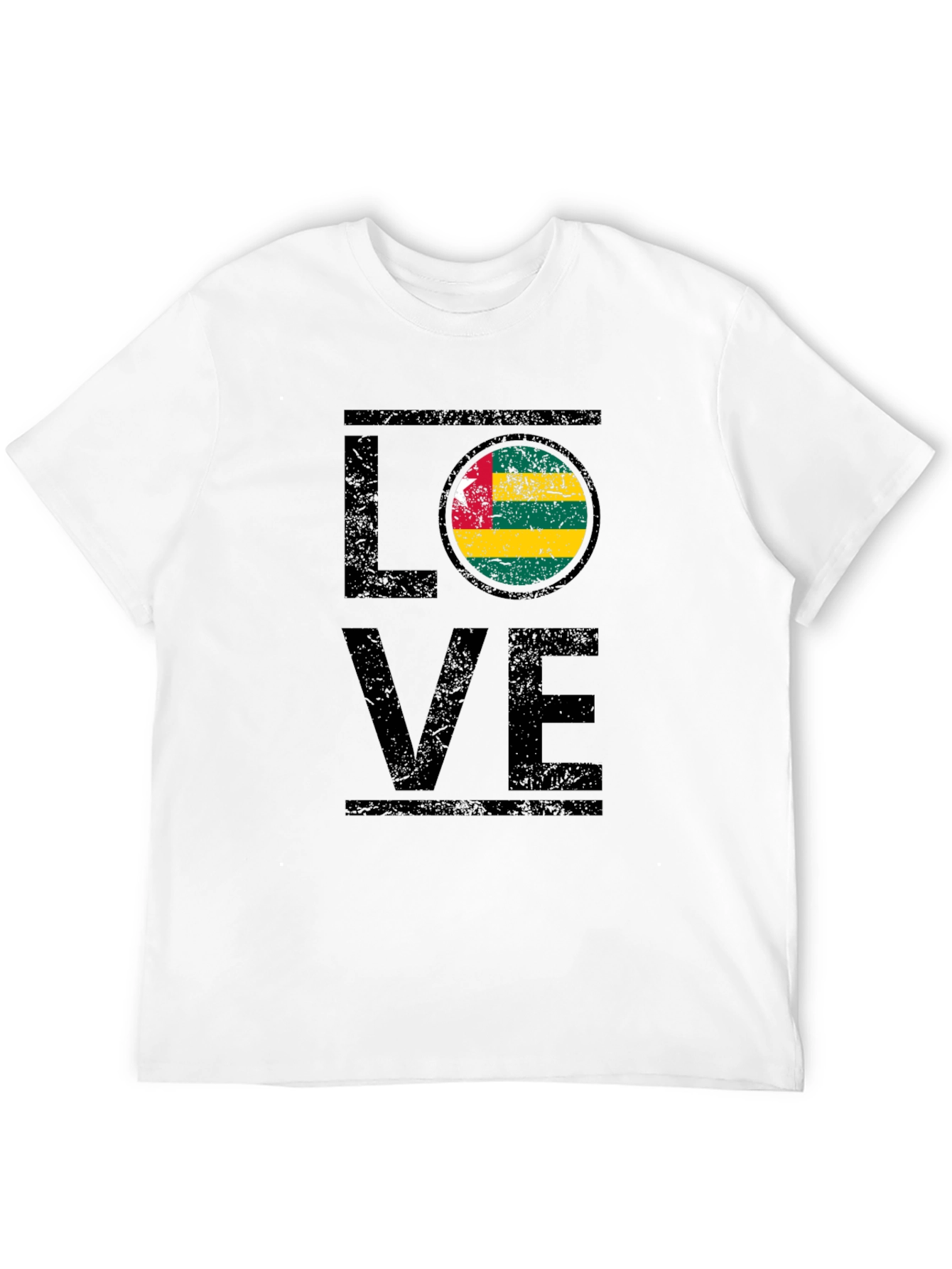Togo Flag LOVE Graphic Black T-Shirt