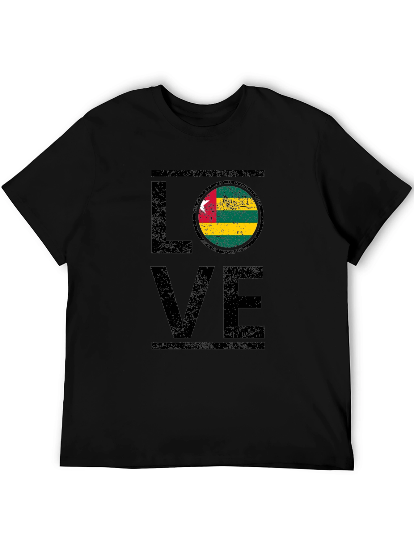 Togo Flag LOVE Graphic Black T-Shirt