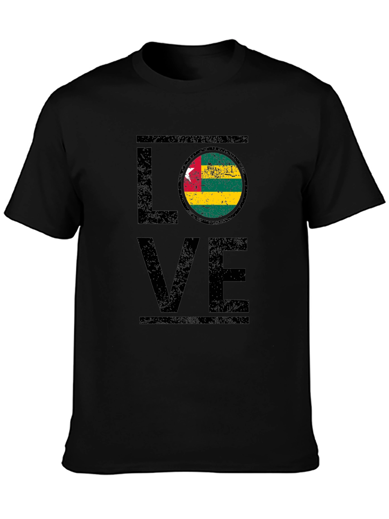 Togo Flag LOVE Graphic Black T-Shirt